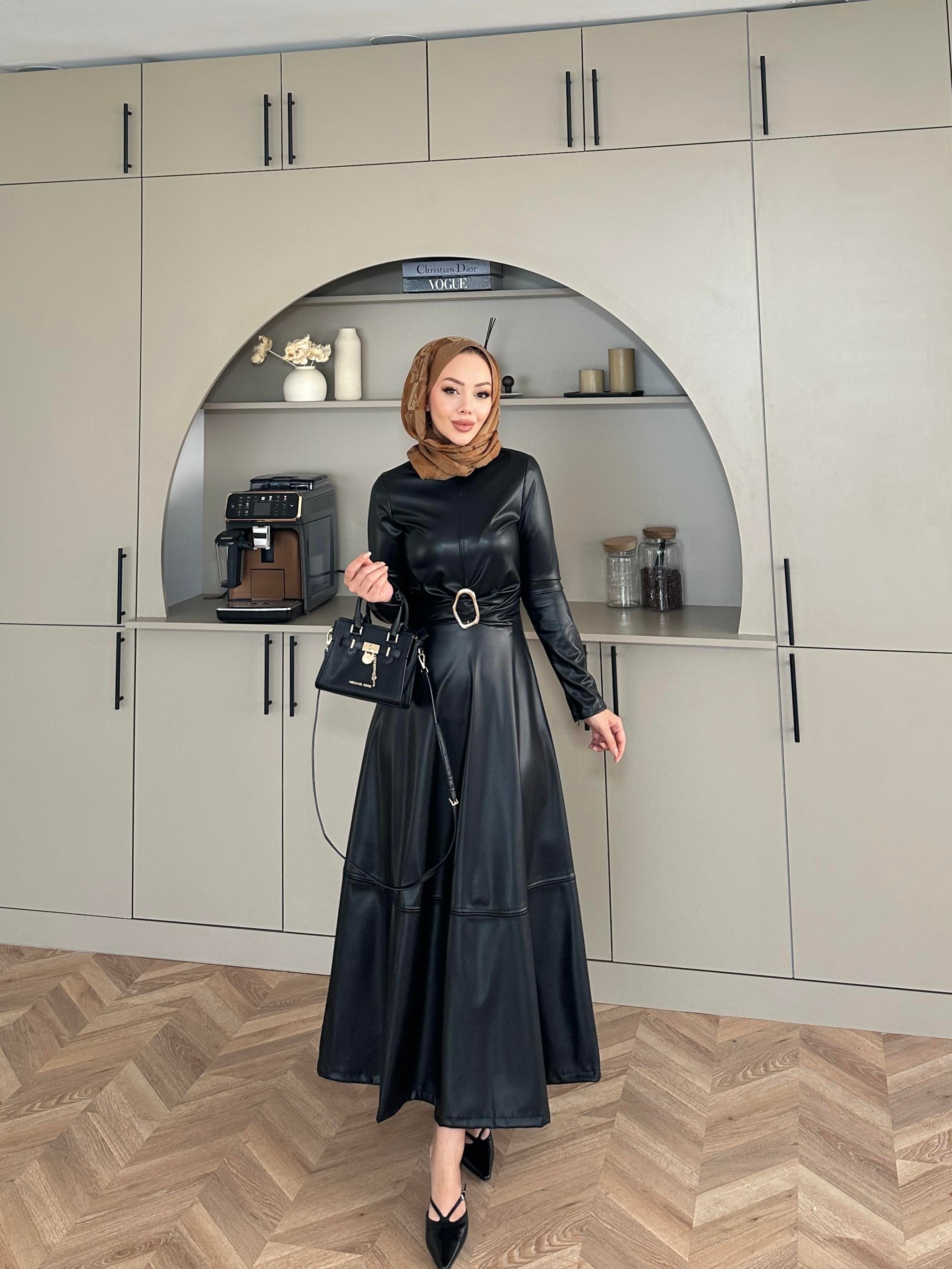 Nesa Deri Elbise Siyah