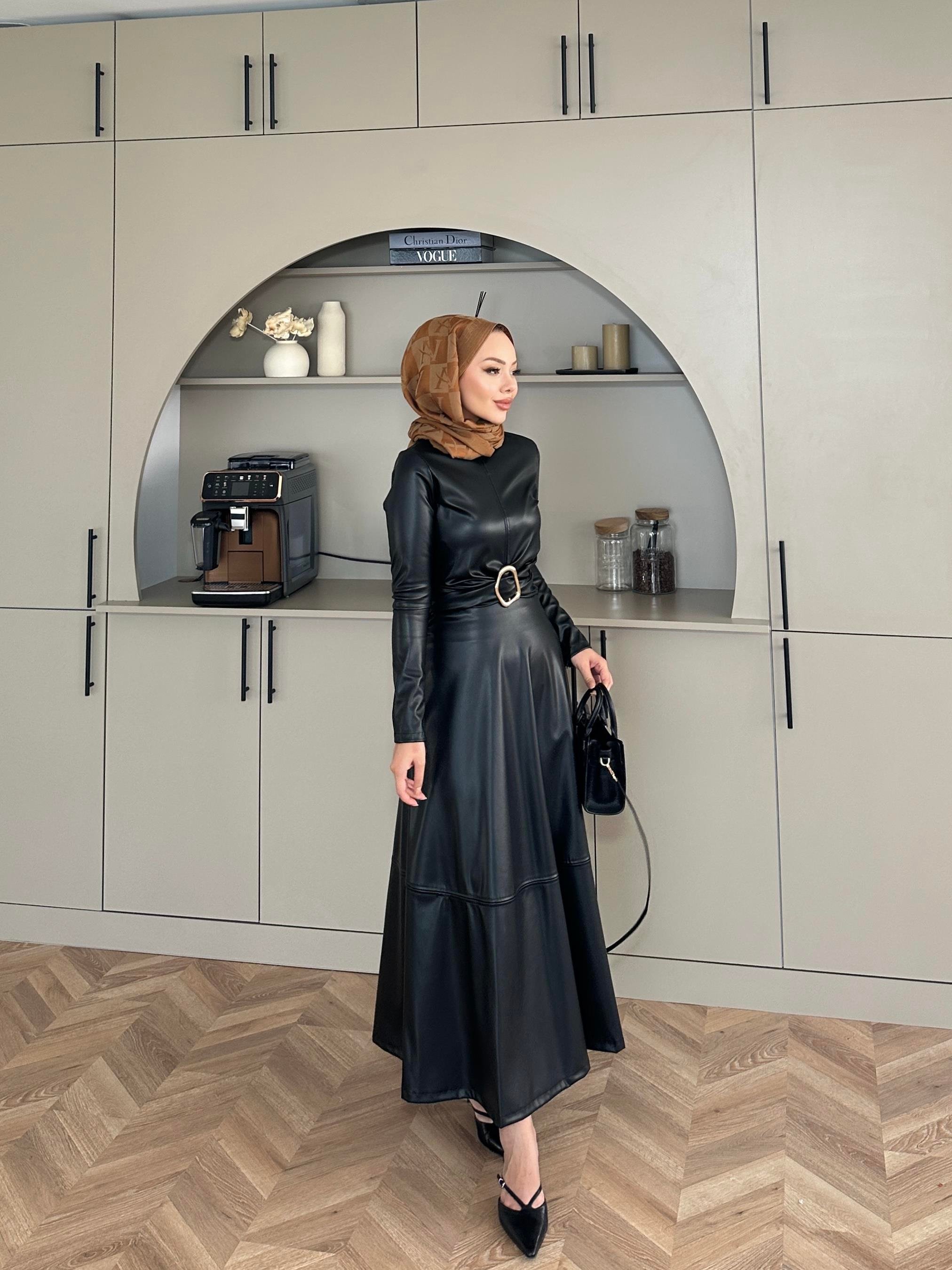 Nesa Deri Elbise Siyah