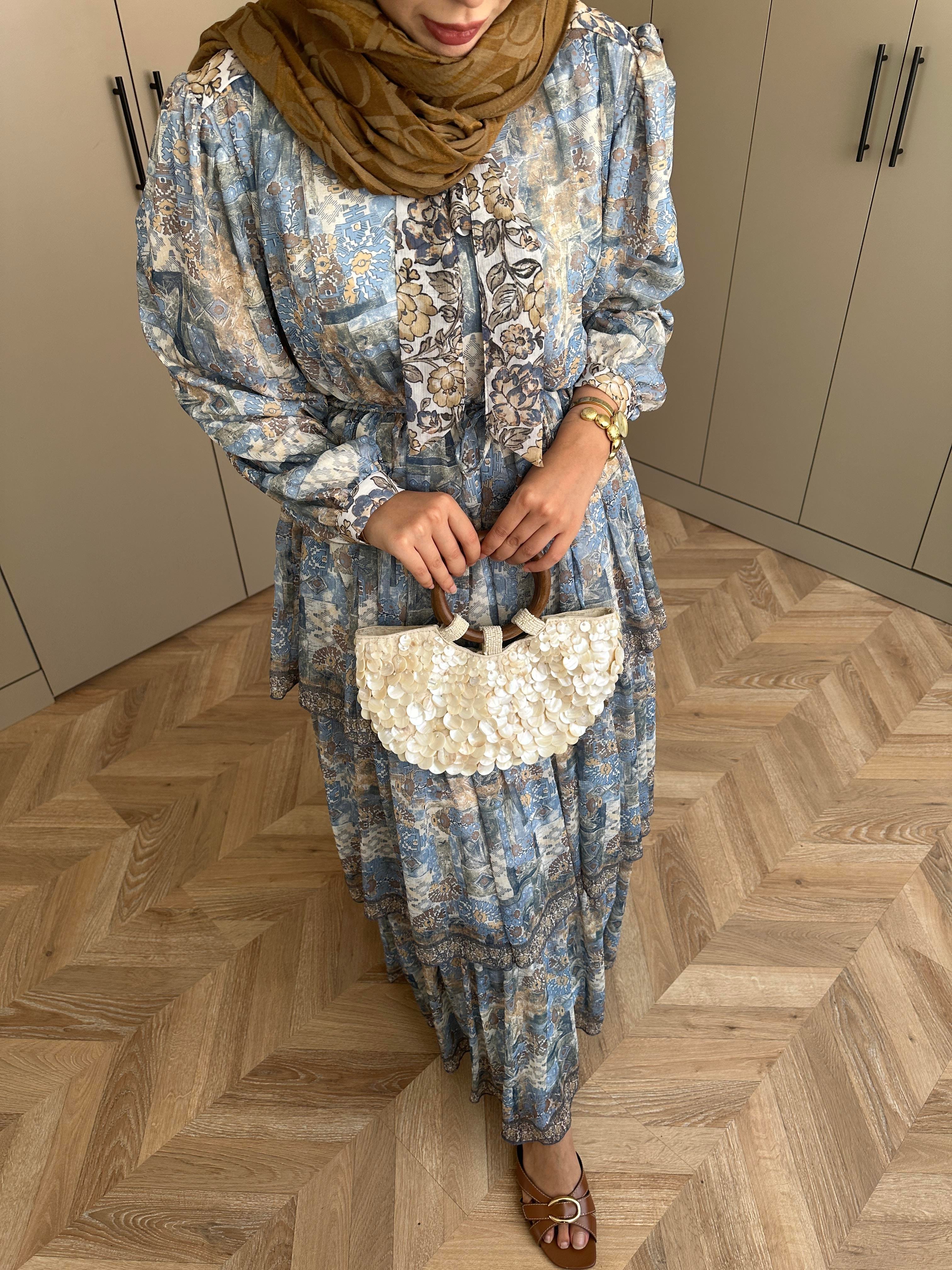 Nüha Kat Kat Elbise Mavi