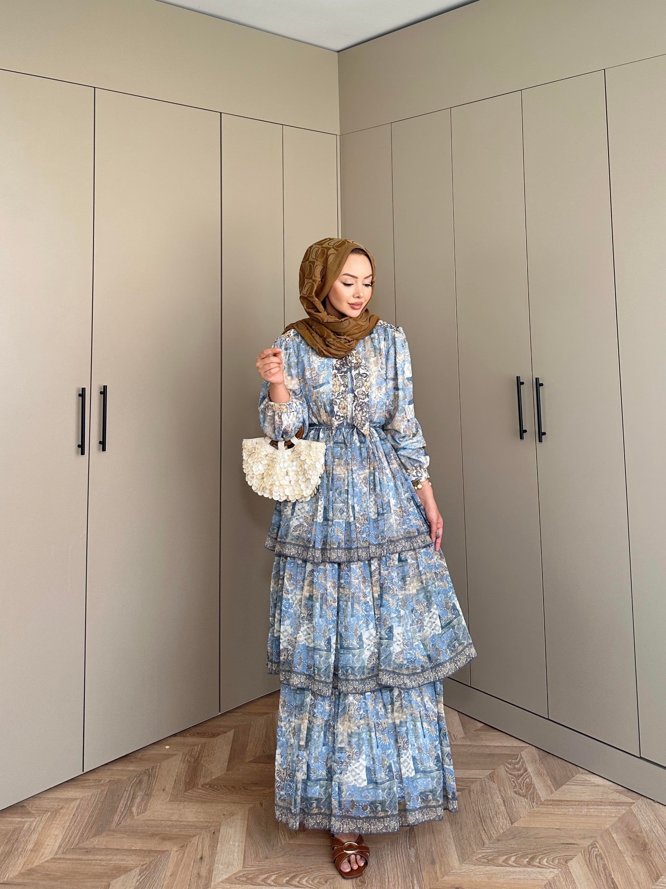 Nüha Kat Kat Elbise Mavi