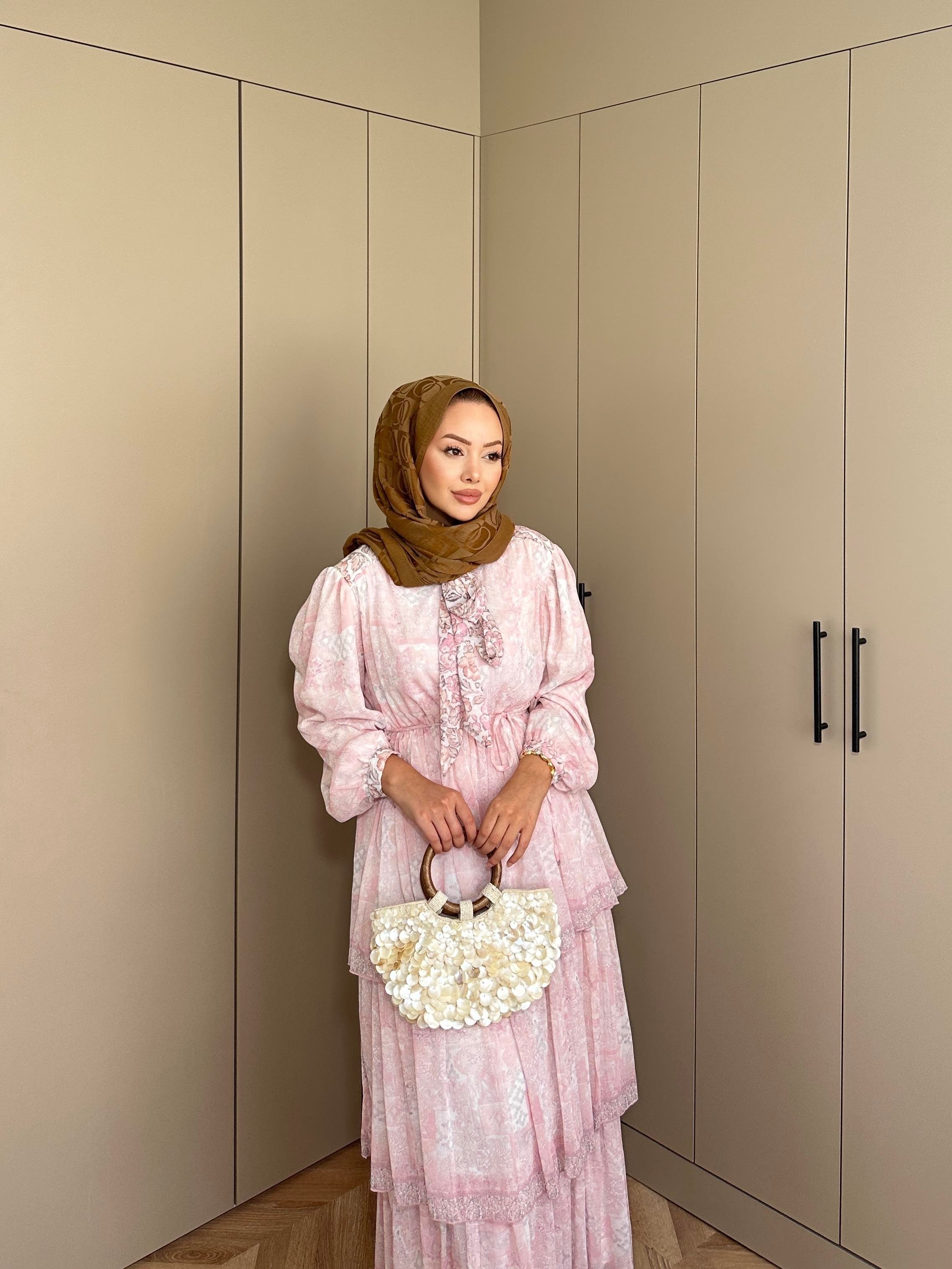 Nüha Kat Kat Elbise Pembe