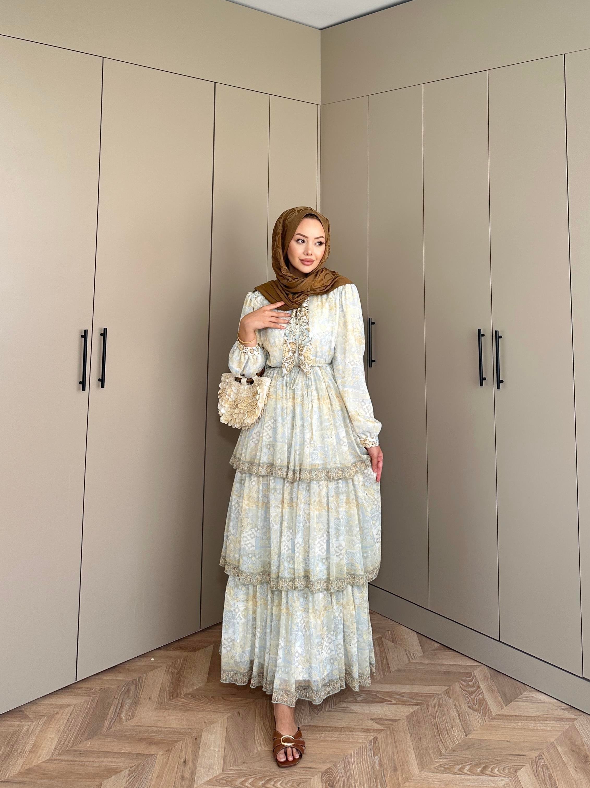 Nüha Kat Kat Elbise Sarı