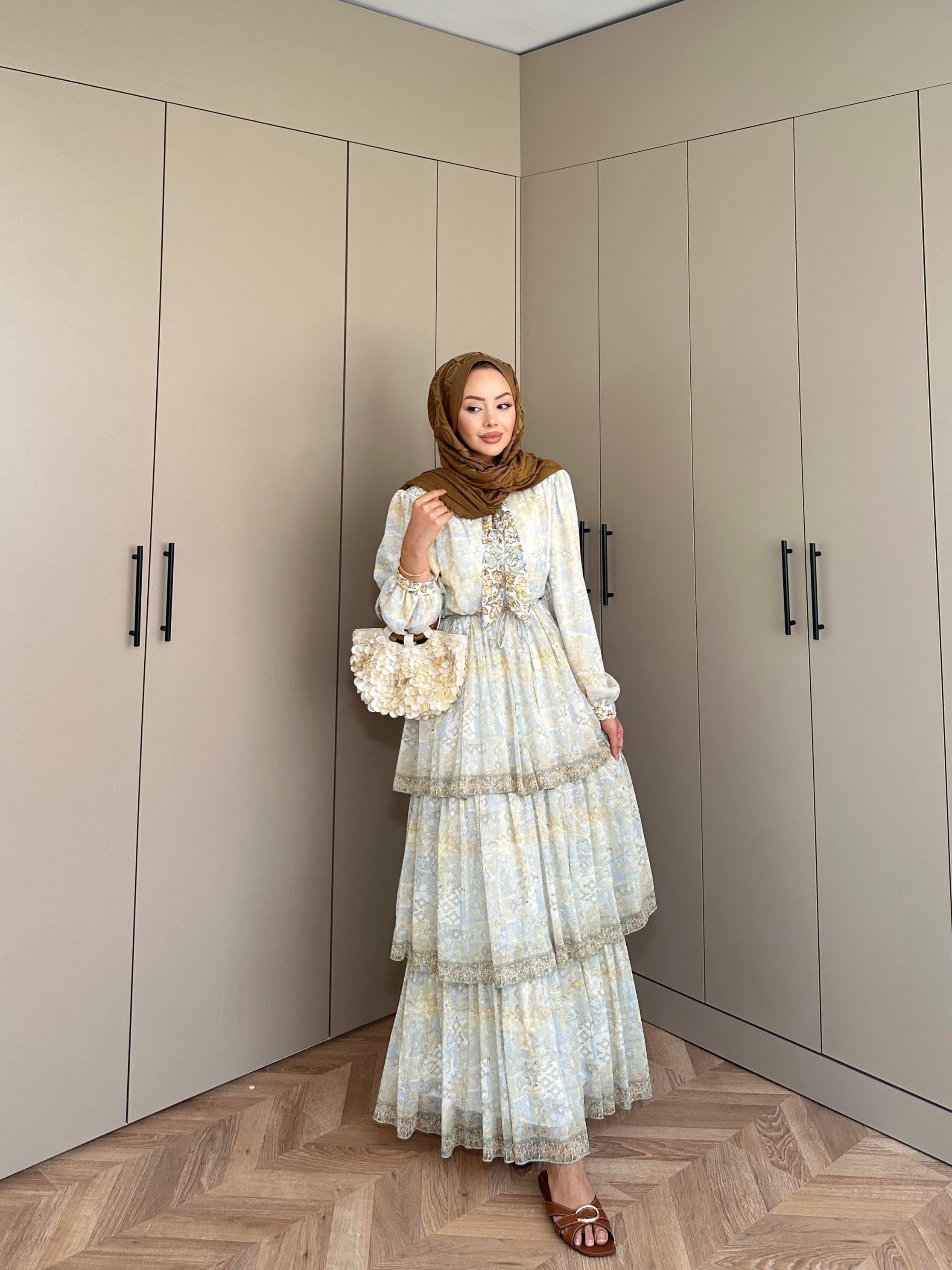 Nüha Kat Kat Elbise Sarı