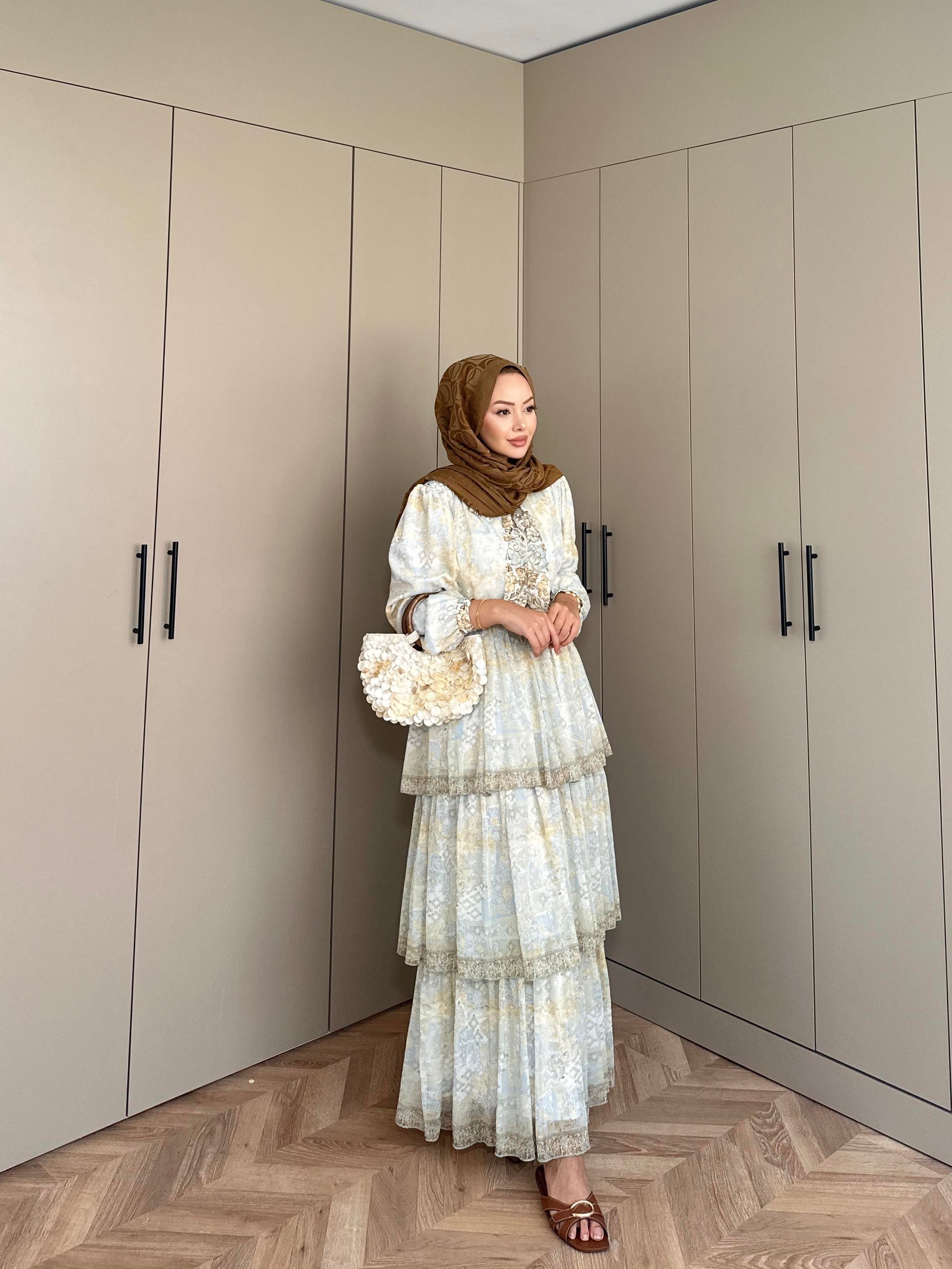 Nüha Kat Kat Elbise Sarı