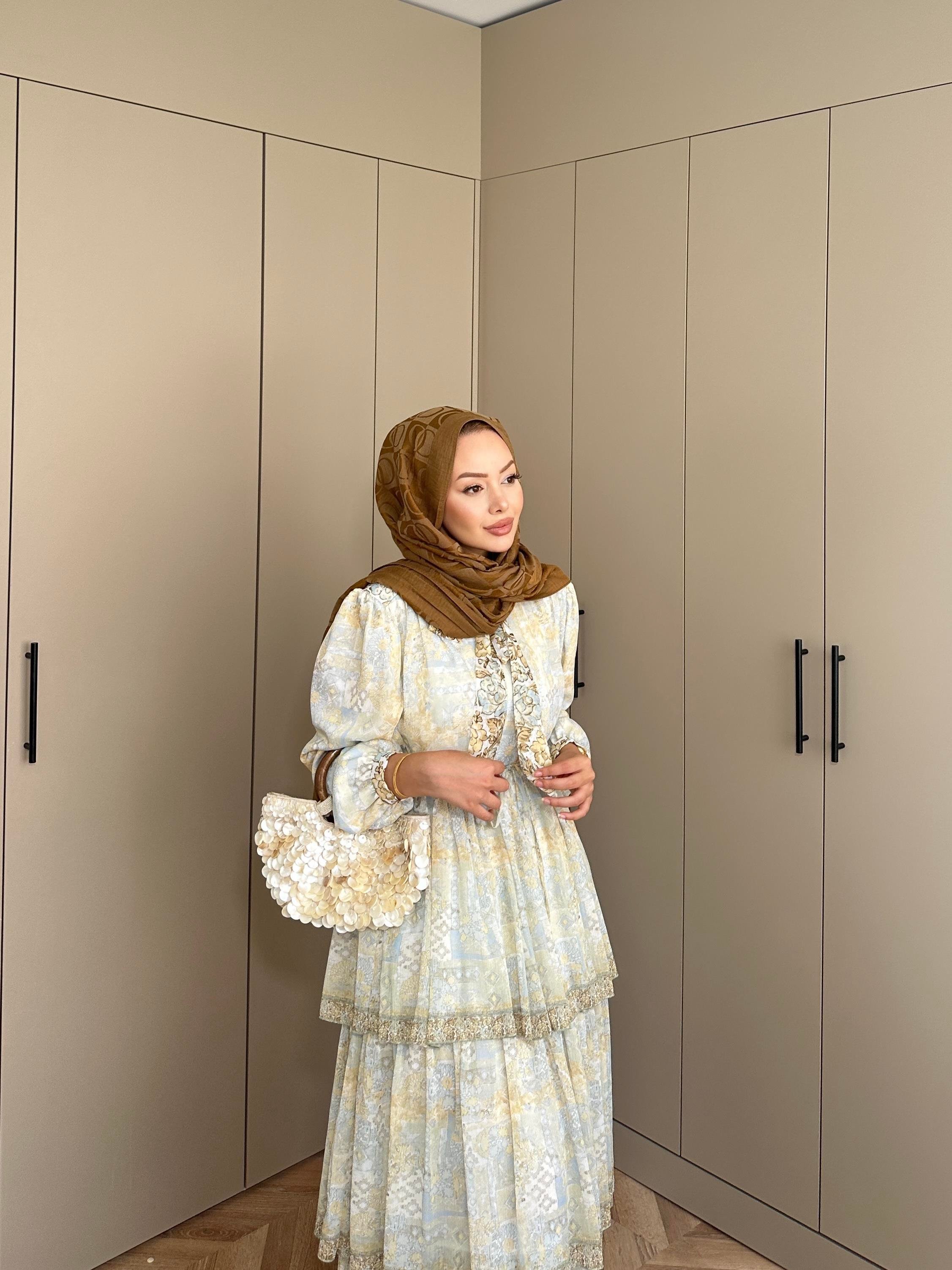 Nüha Kat Kat Elbise Sarı