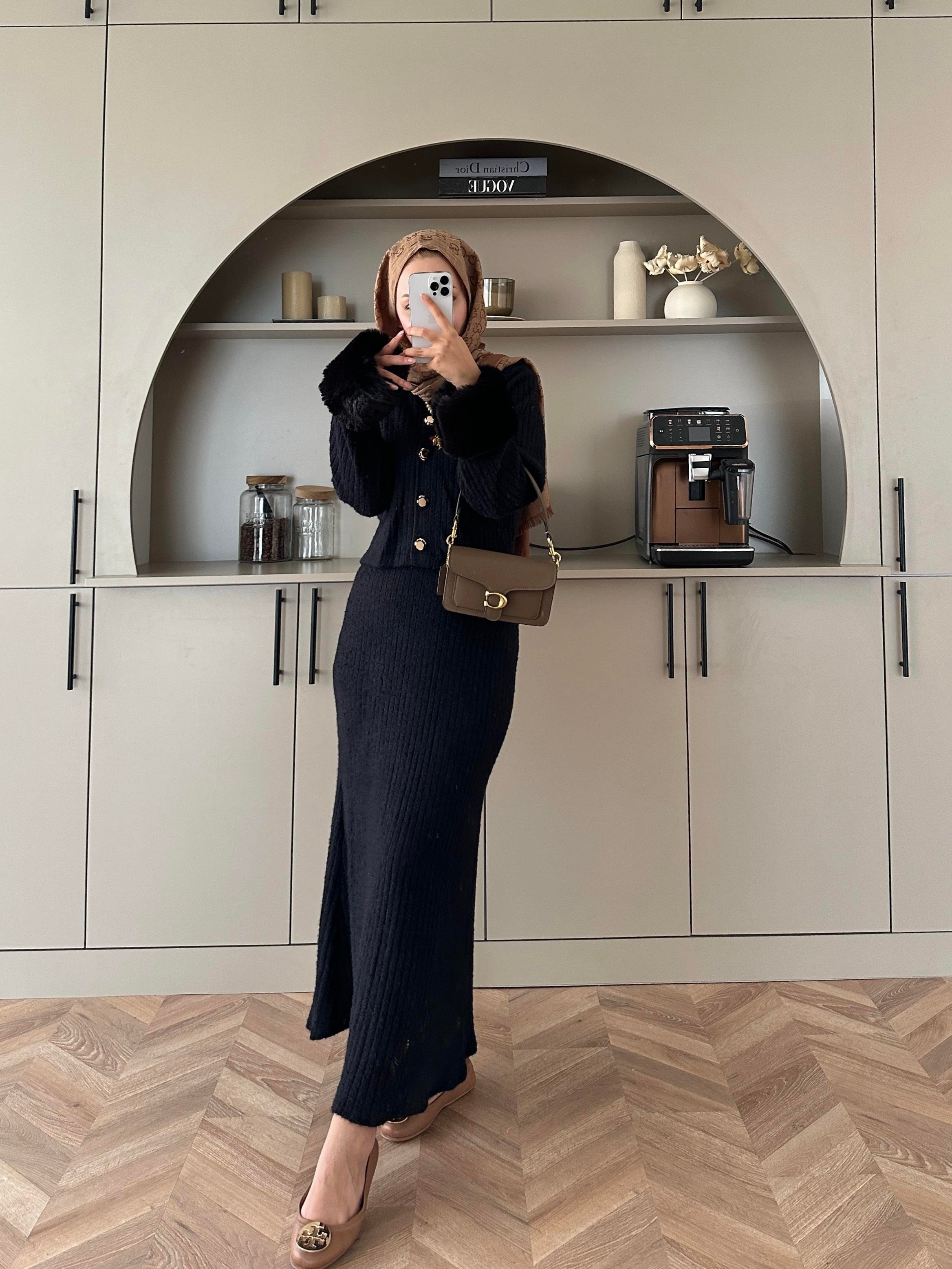 Oliva Triko Etekli Takım Siyah