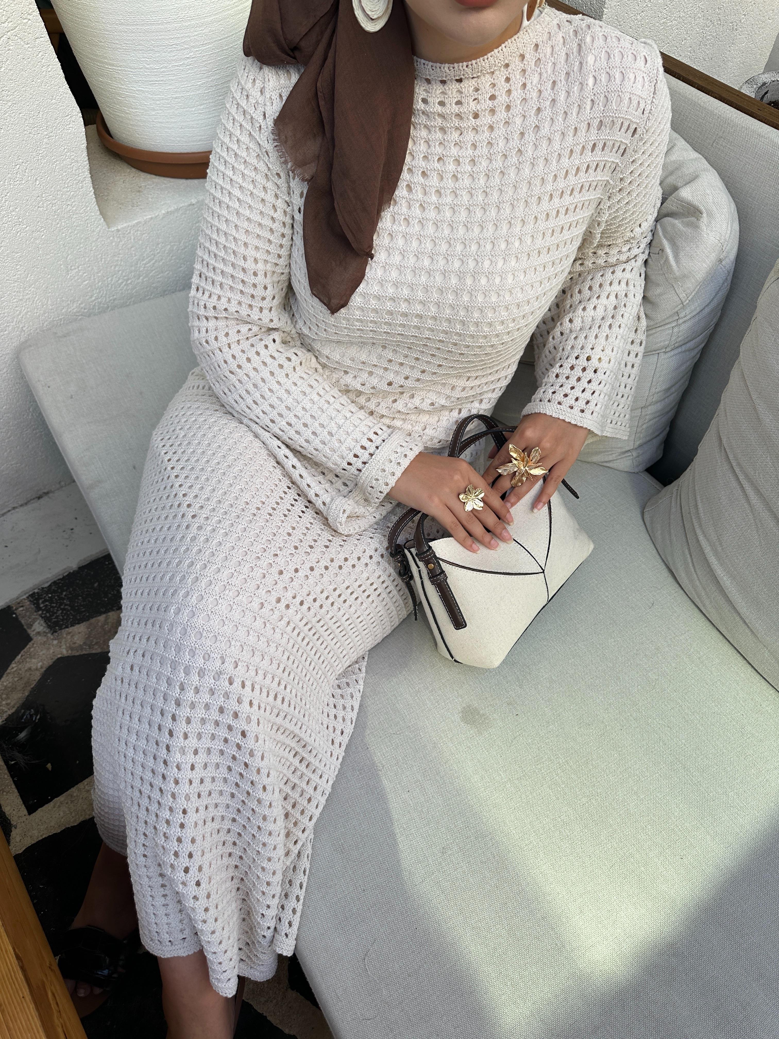 (ÖNSİPARİŞ) 5 iş günü sonra kargolanacaktır Deja Fileli Elbise Bej