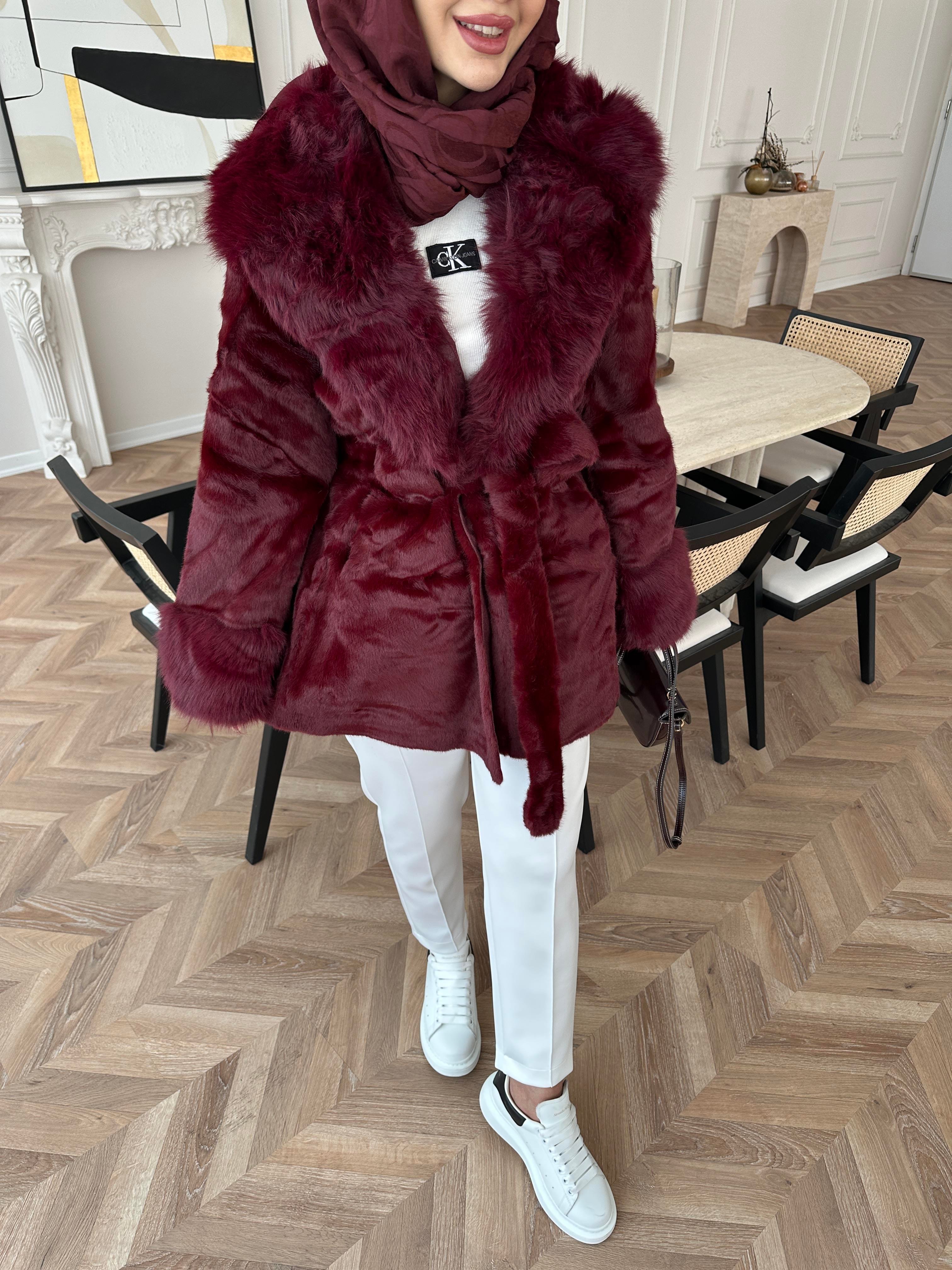 Orjinal Alpaka Kürk Bordo