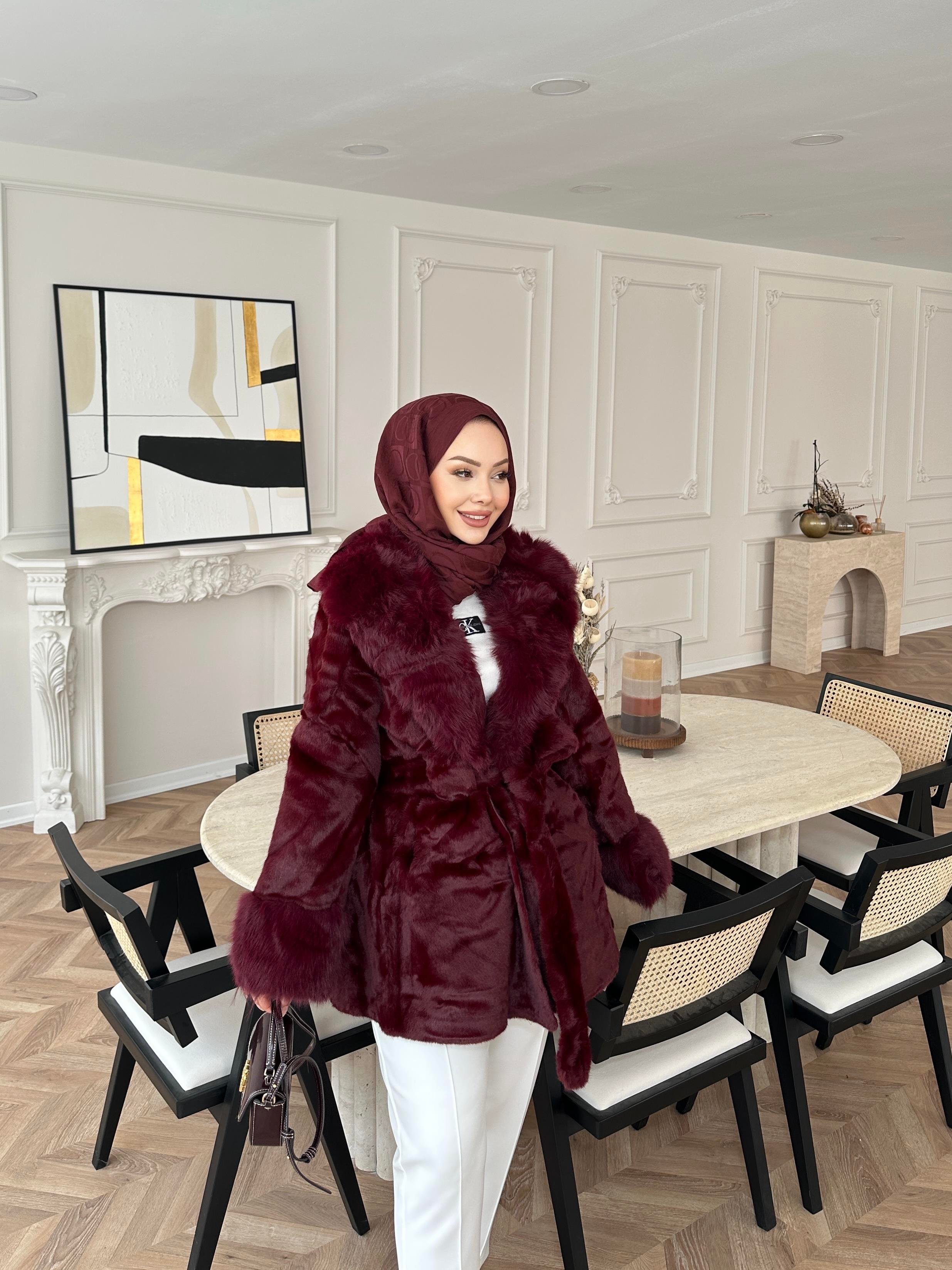 Orjinal Alpaka Kürk Bordo