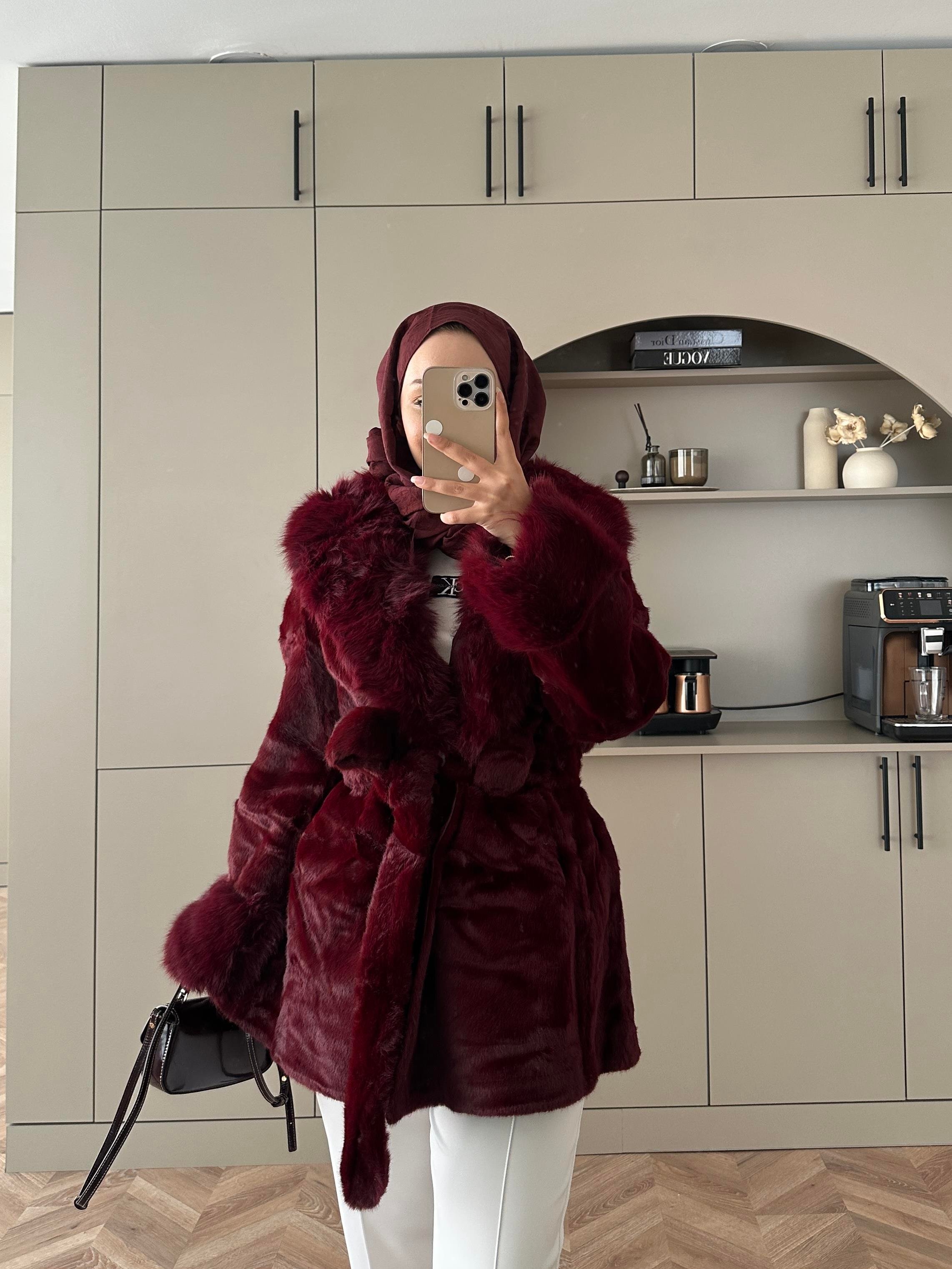 Orjinal Alpaka Kürk Bordo