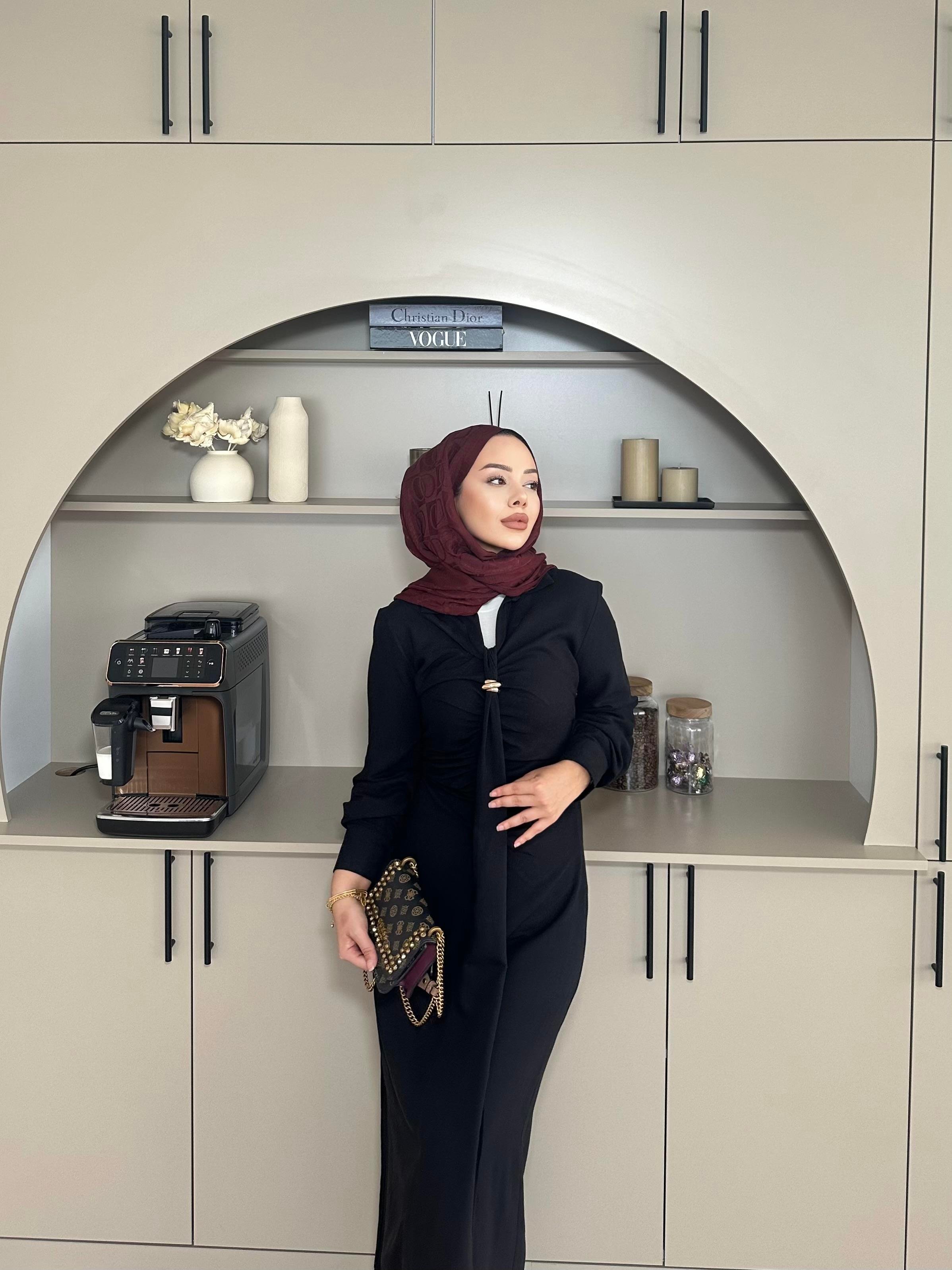 Oscar Keten Elbise Siyah