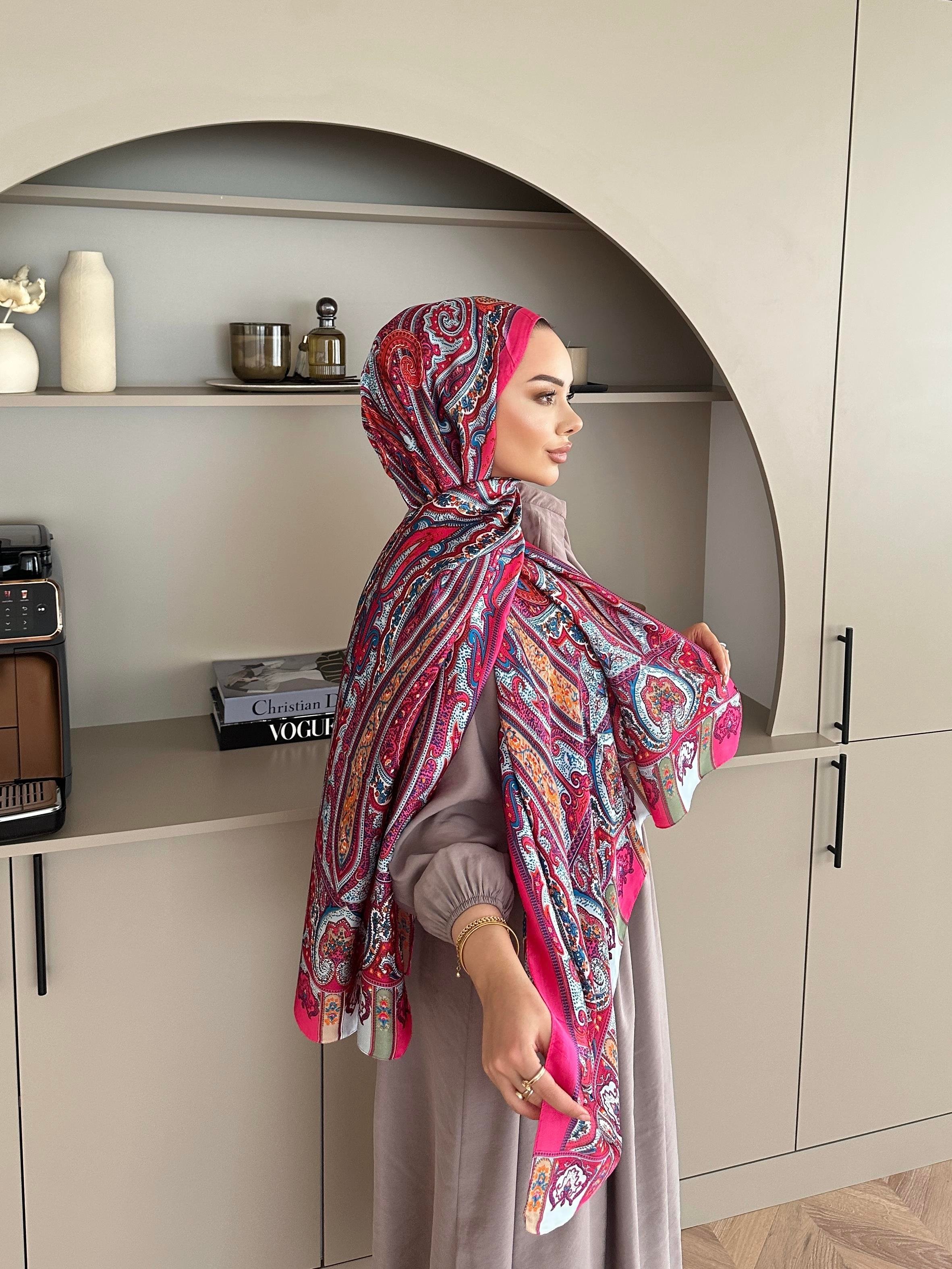 Otantik Desen İthal İpek Vual Şal Fuşya 