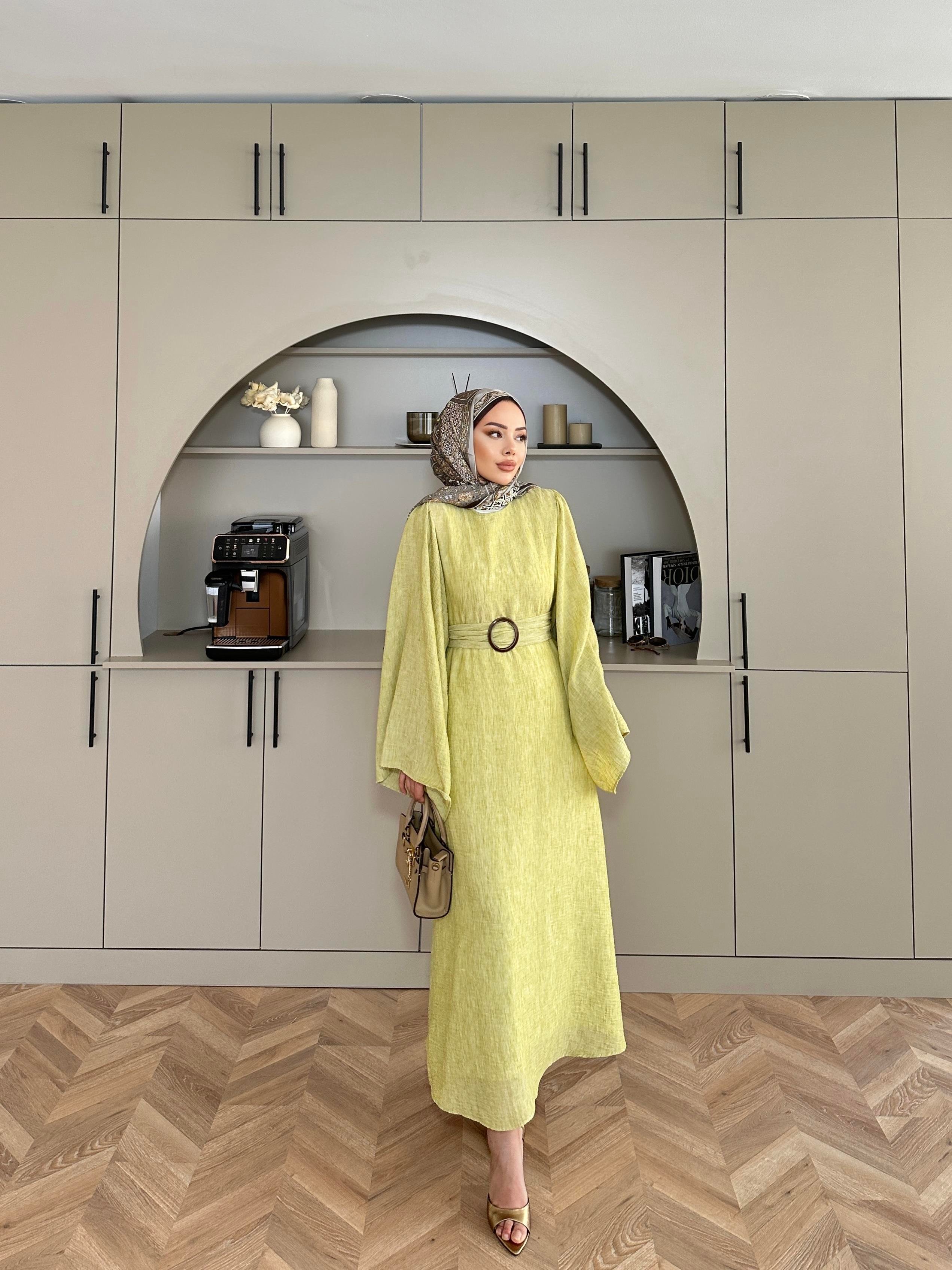 Pearls Elbise Yağ Yeşili