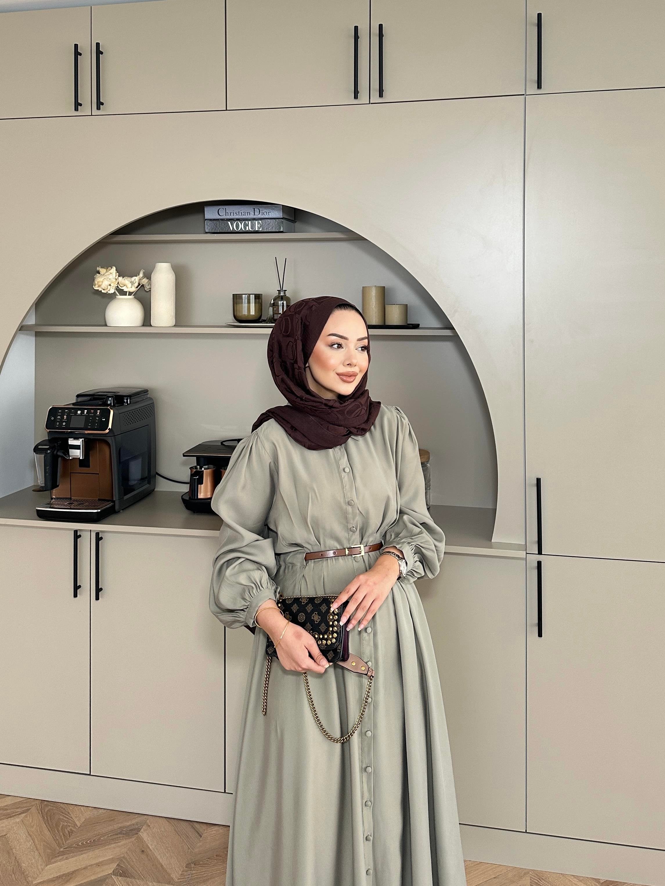 Perla Tensel Elbise Haki