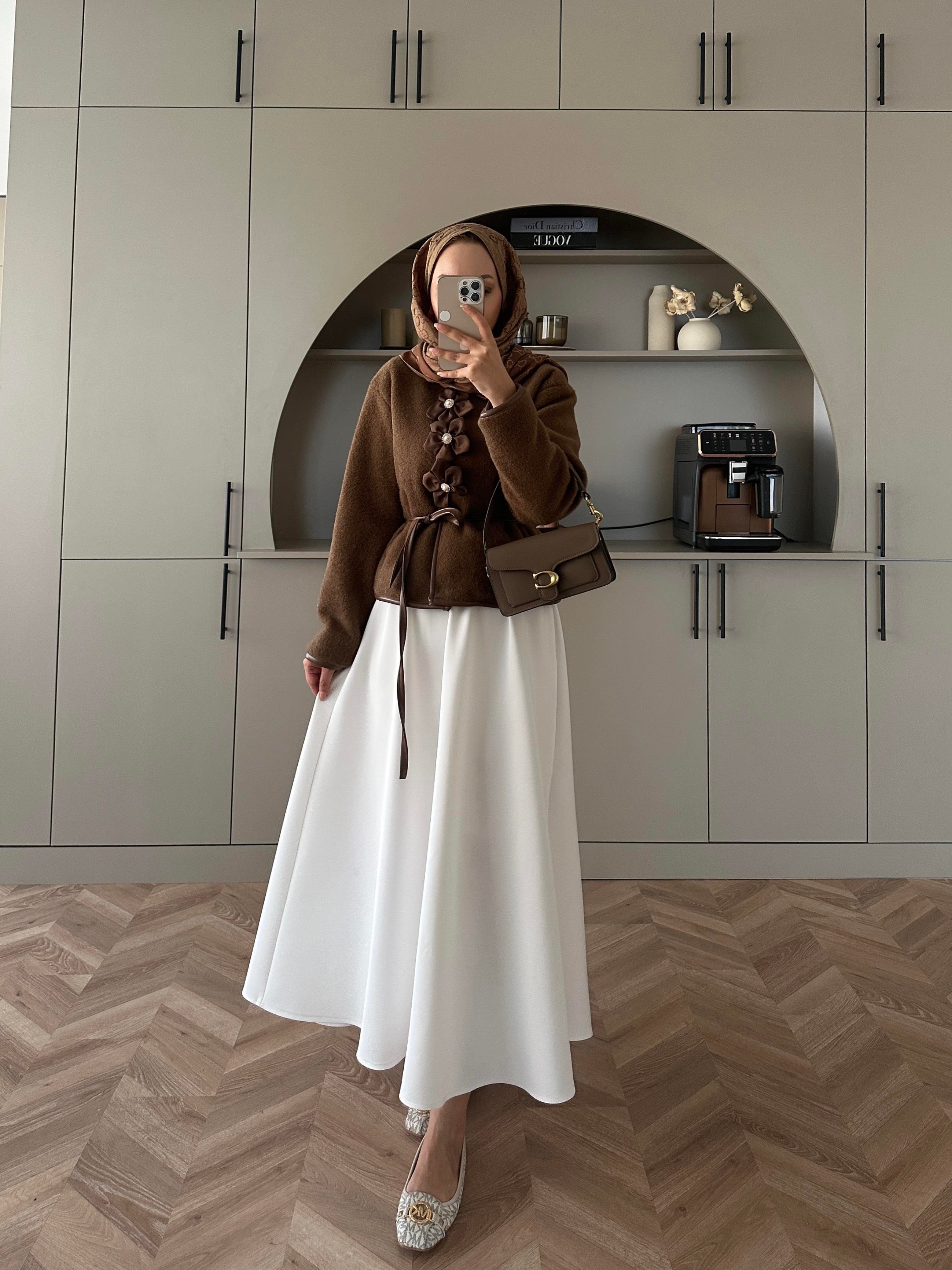 Petra Deri Biyeli Ceket Kahverengi