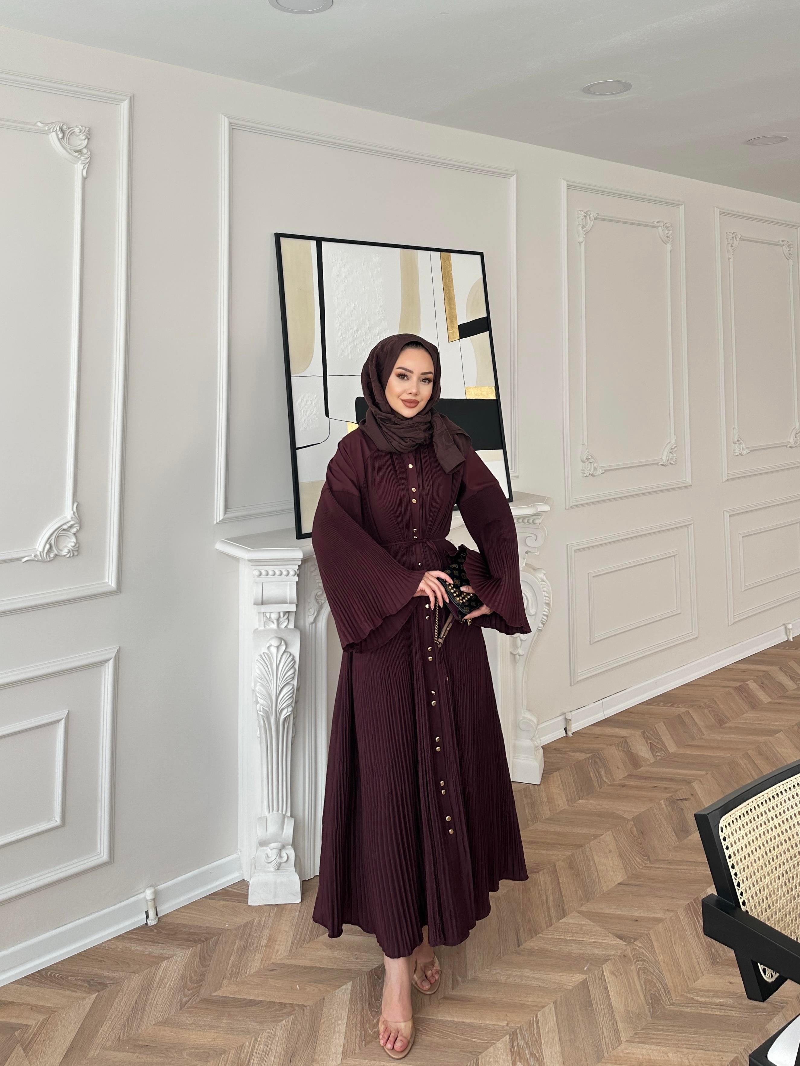 Piliseli Elbise Bordo