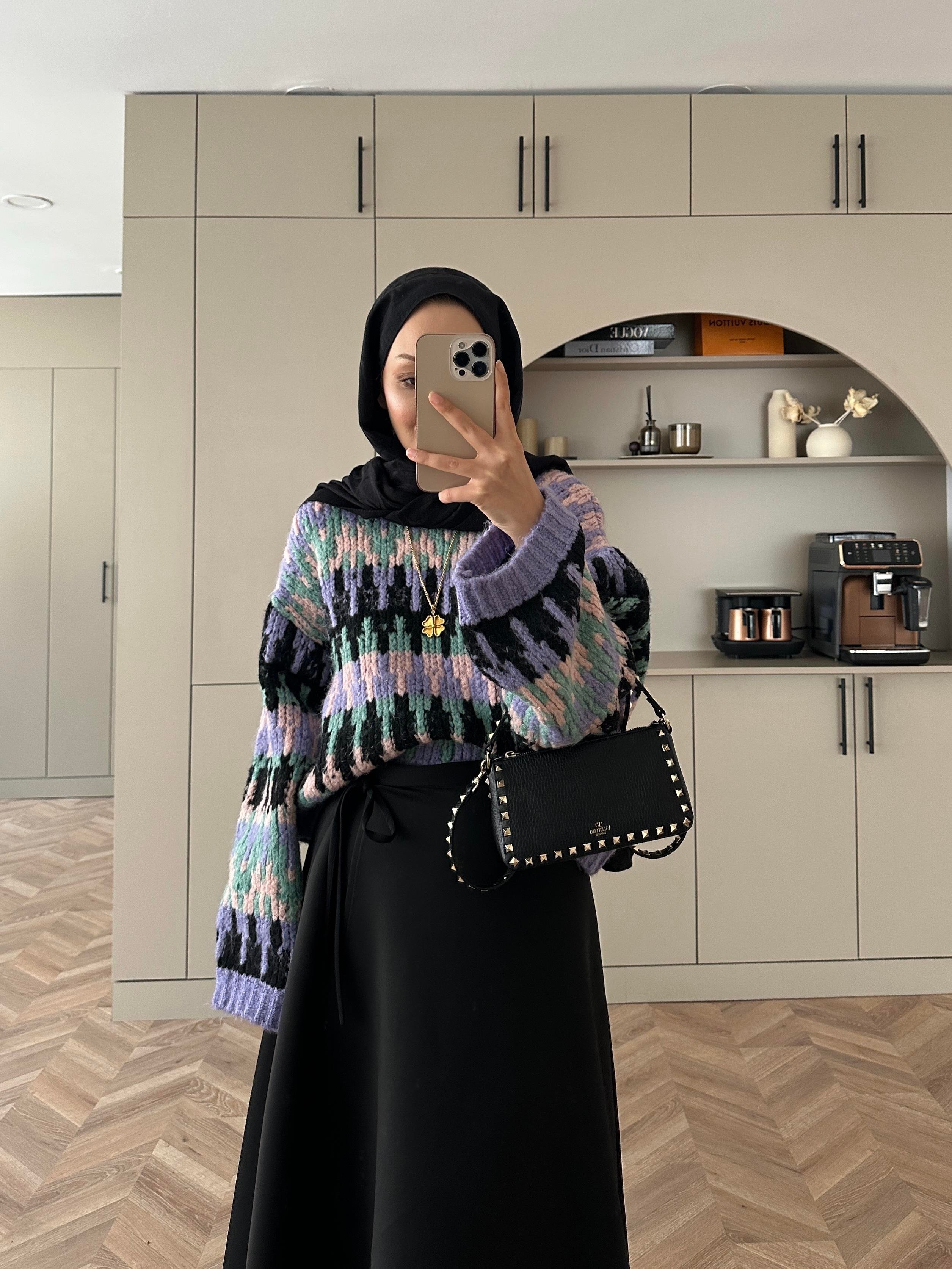 Pola Balon Kol Kazak Lila