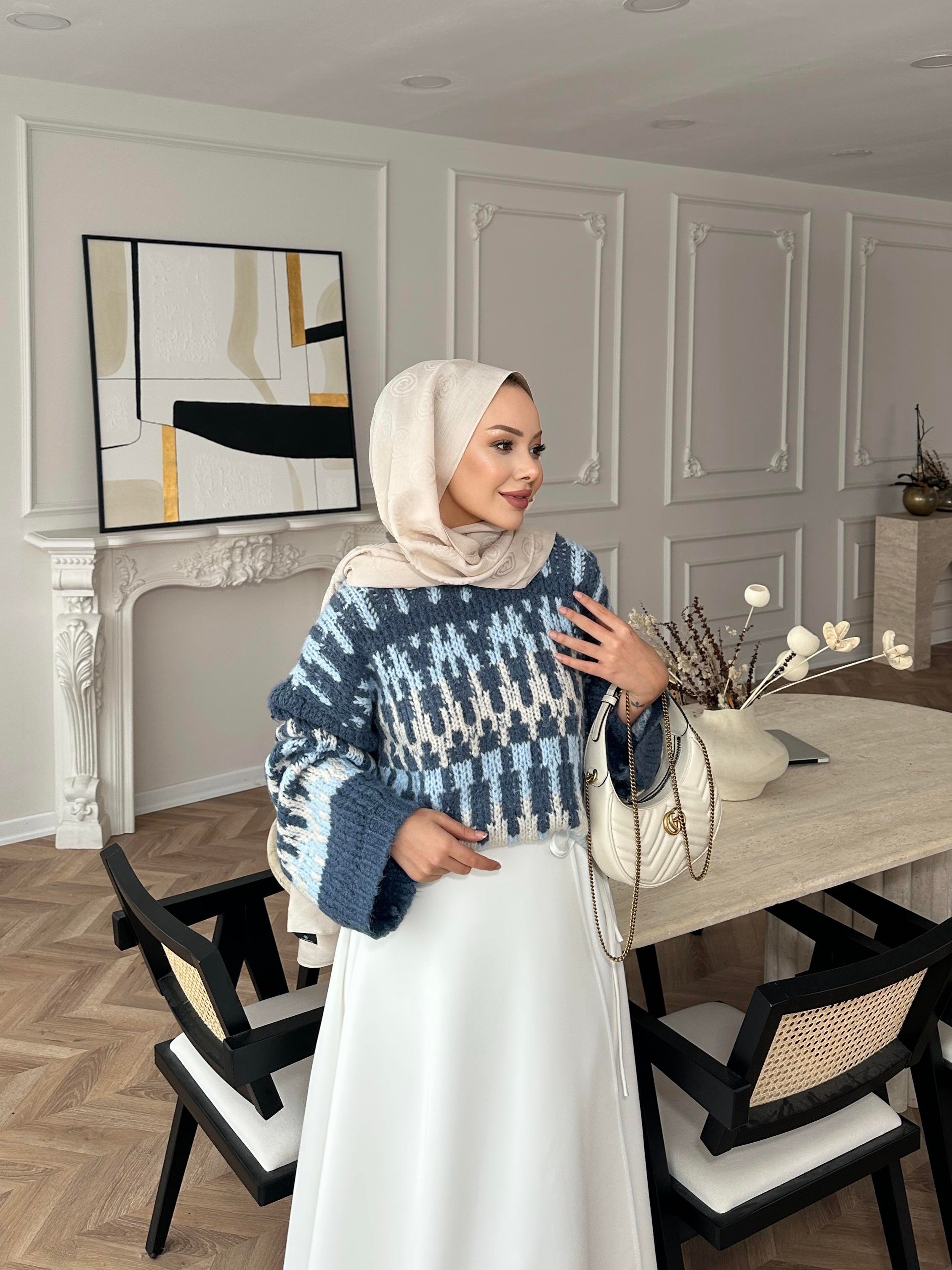 Pola Balon Kol Kazak Mavi