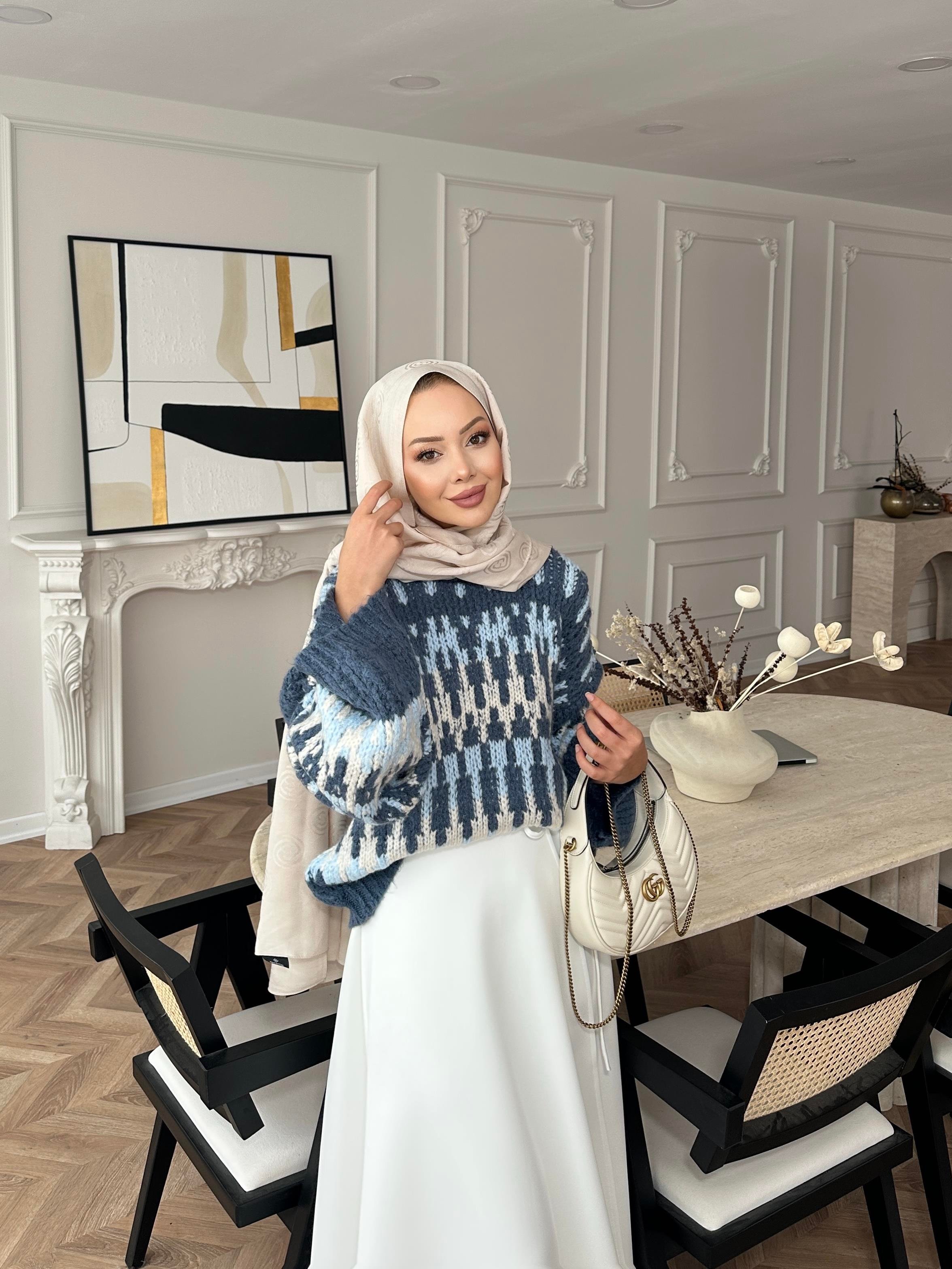 Pola Balon Kol Kazak Mavi