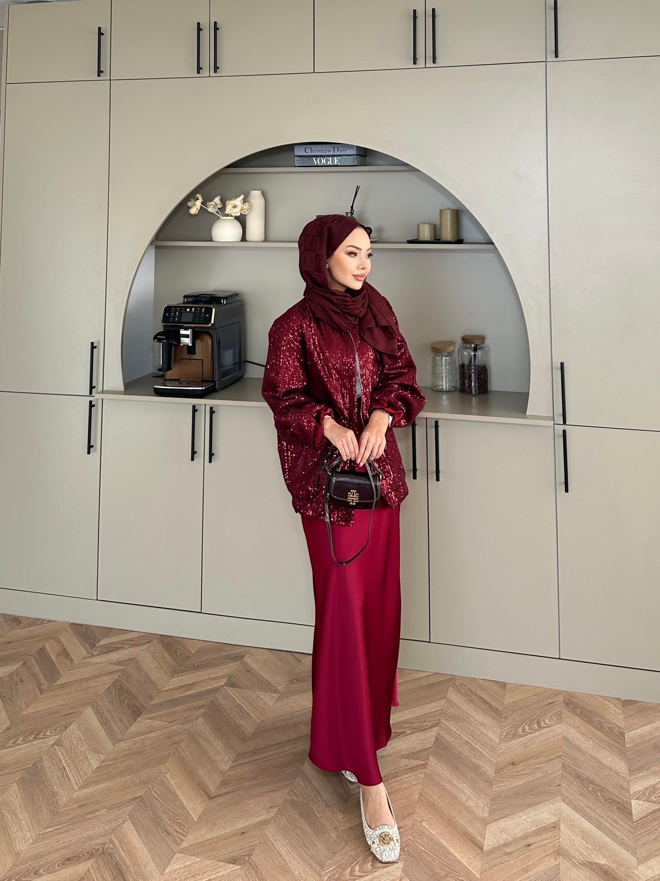 Pullu Bomber Ceket Bordo