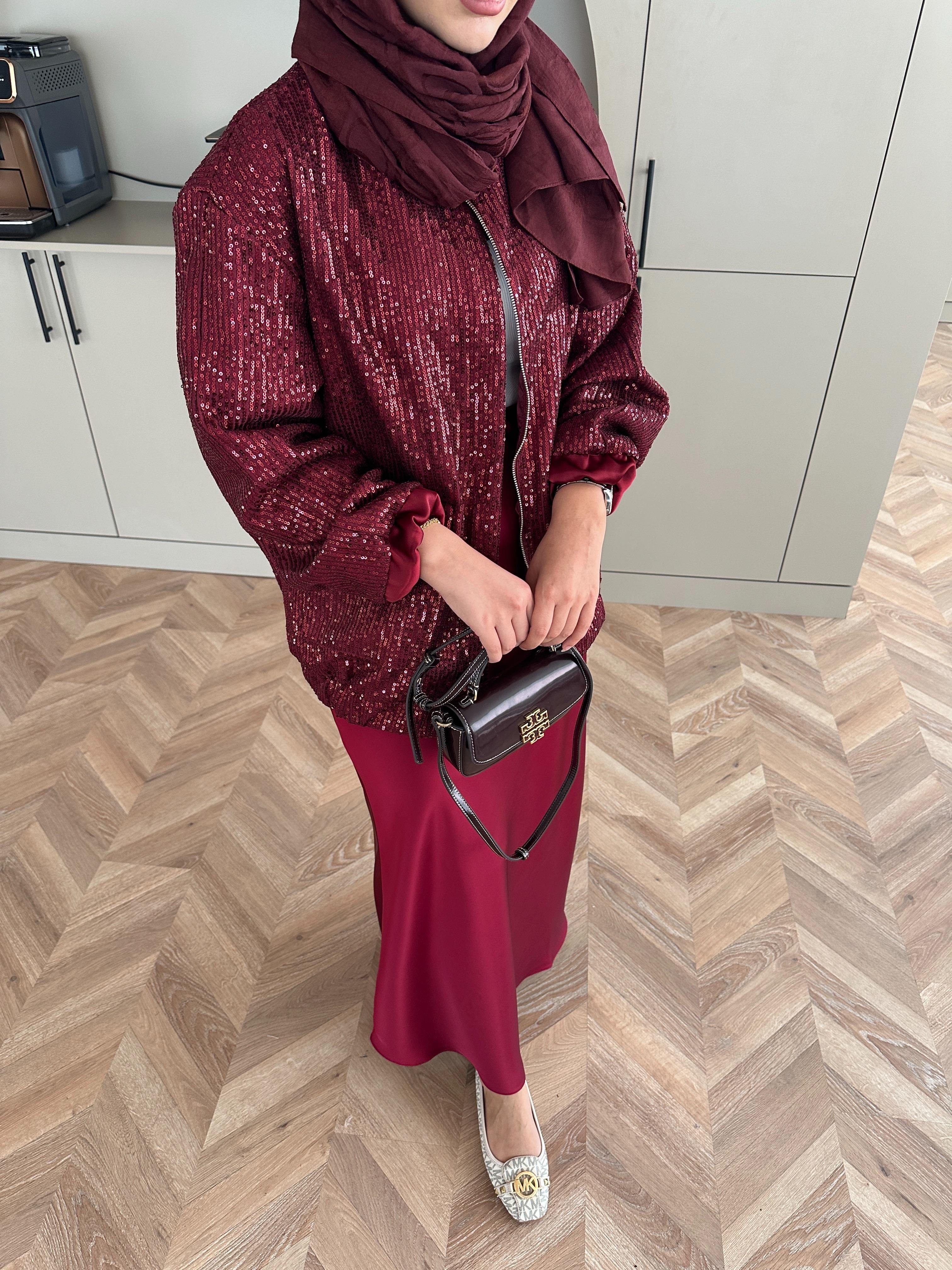 Pullu Bomber Ceket Bordo