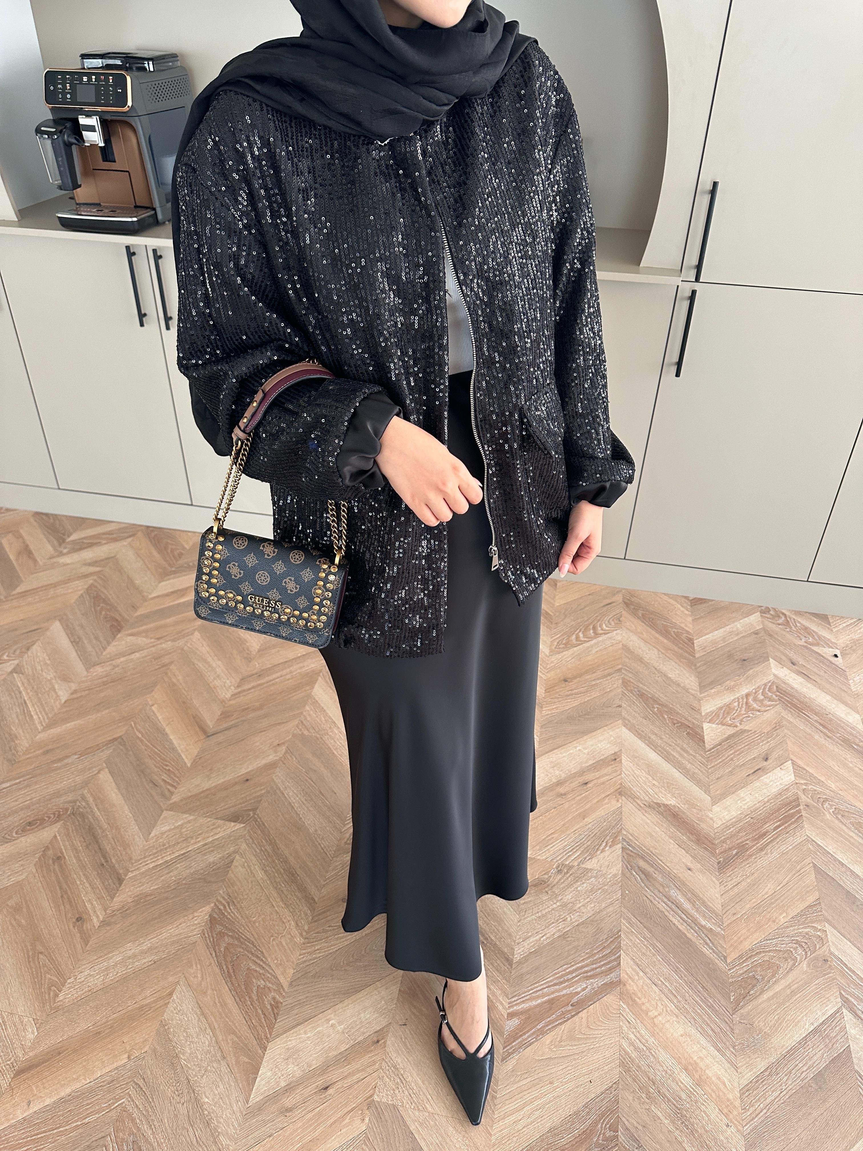 Pullu Bomber Ceket Siyah