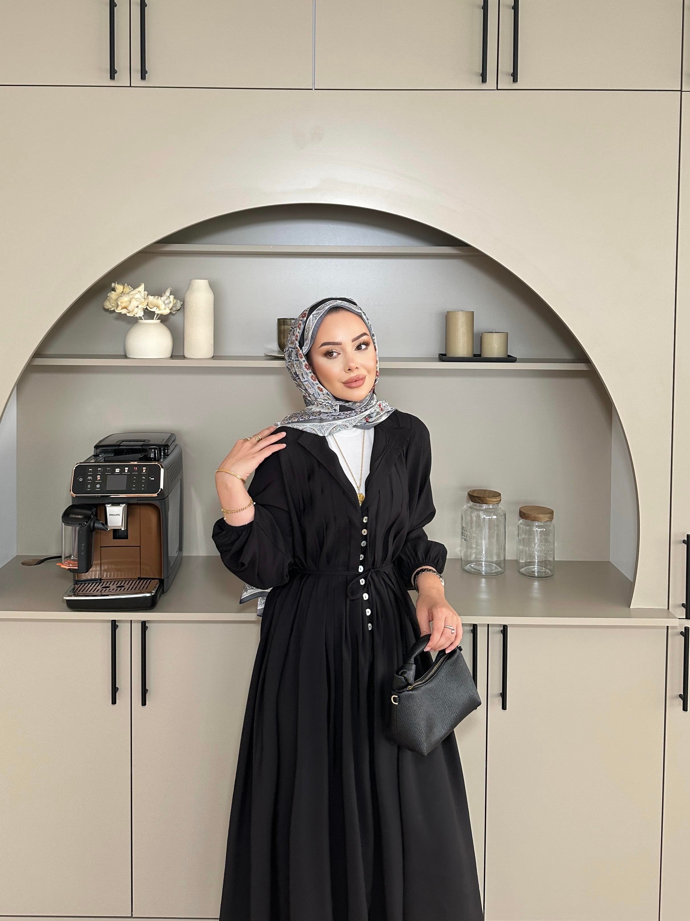 Retro Nervürlü Elbise Siyah