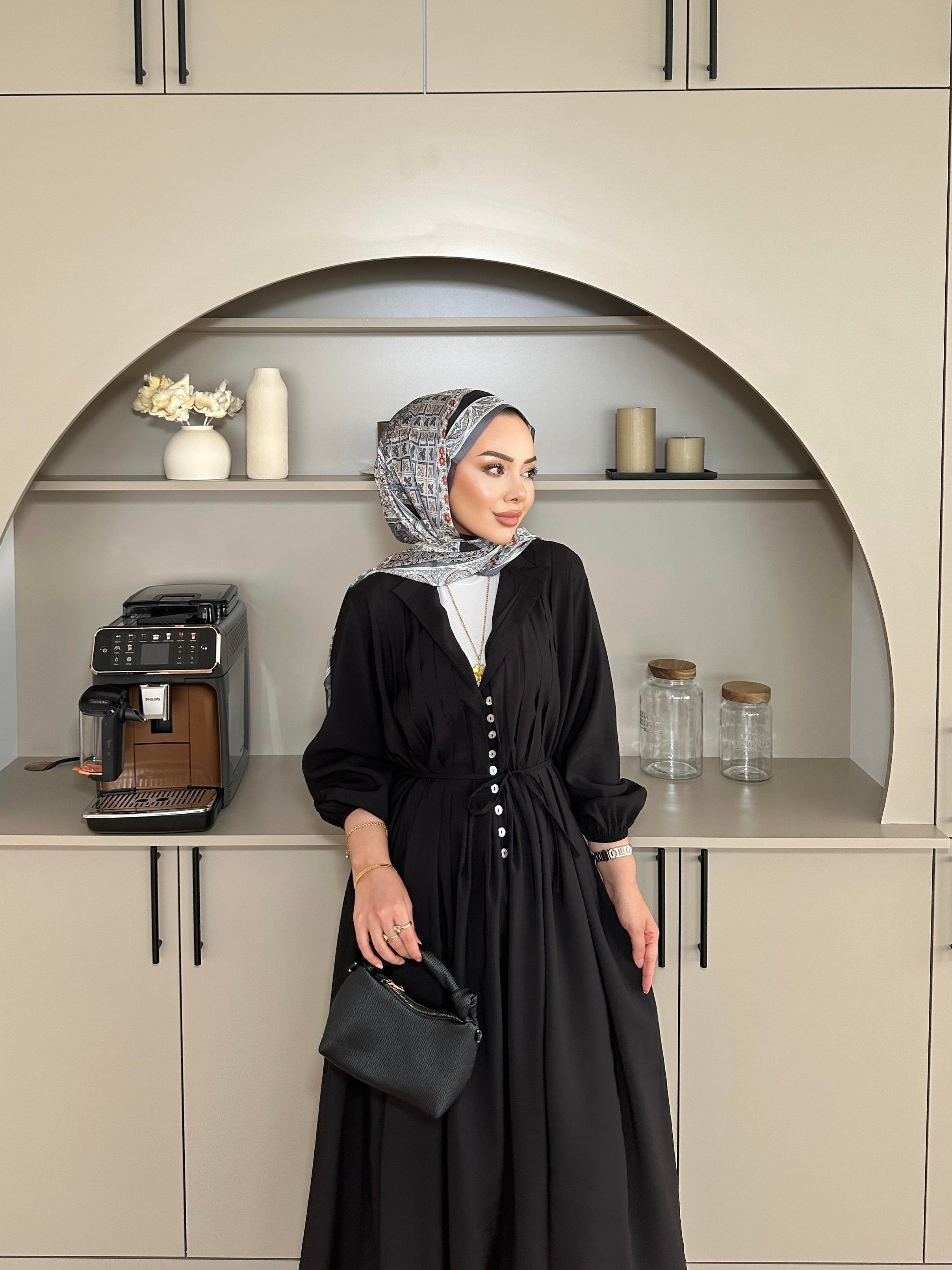 Retro Nervürlü Elbise Siyah