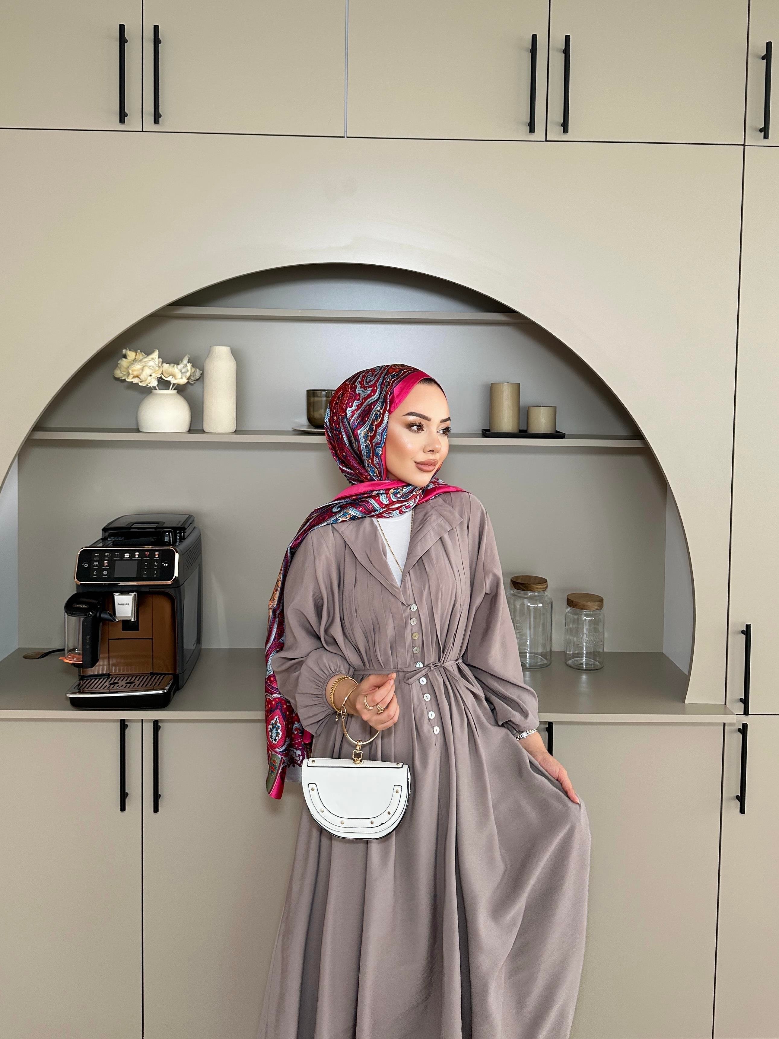 Retro Nervürlü Elbise Vizon