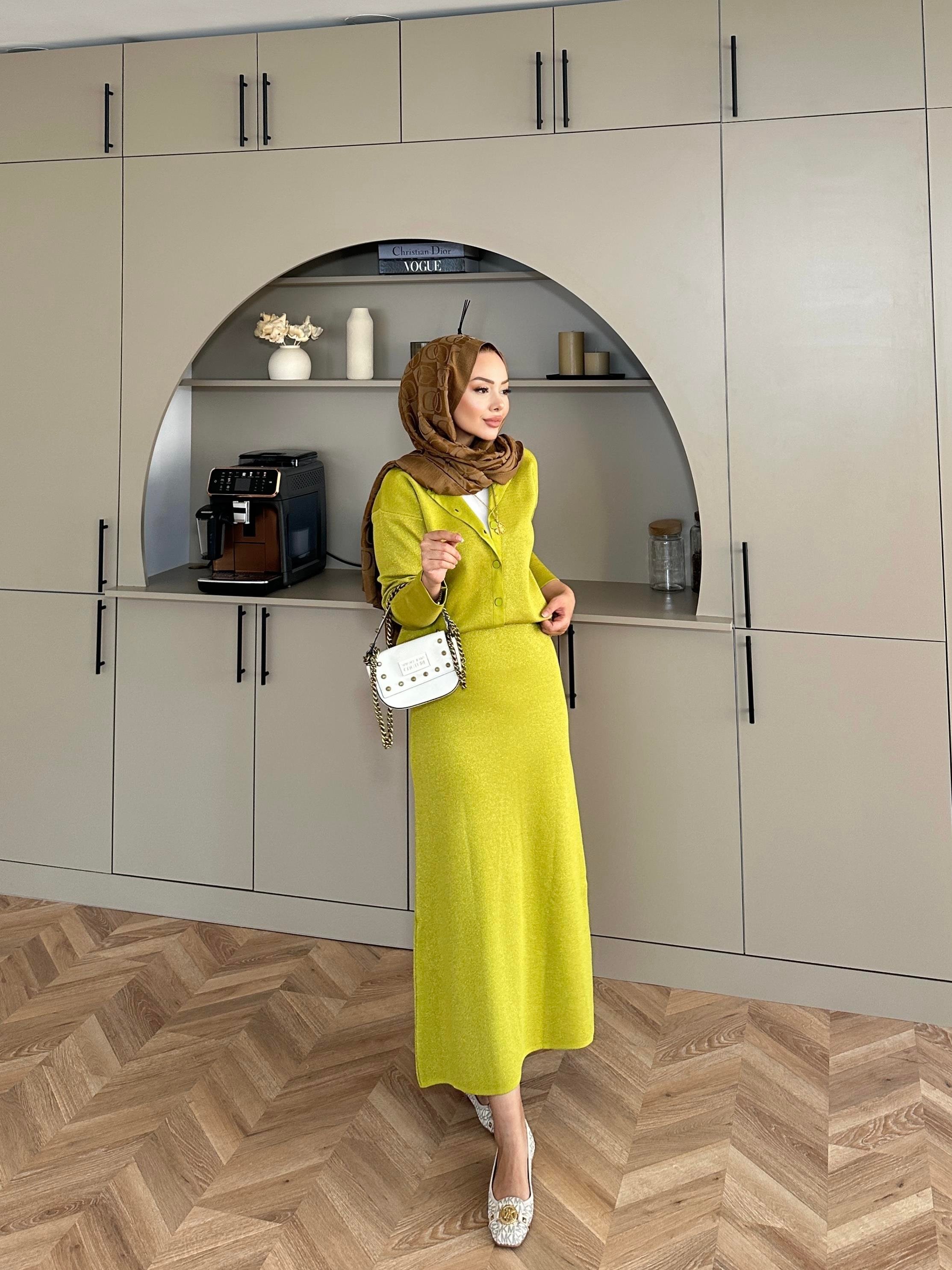 Riva Simli Etekli Takım Yağ Yeşili