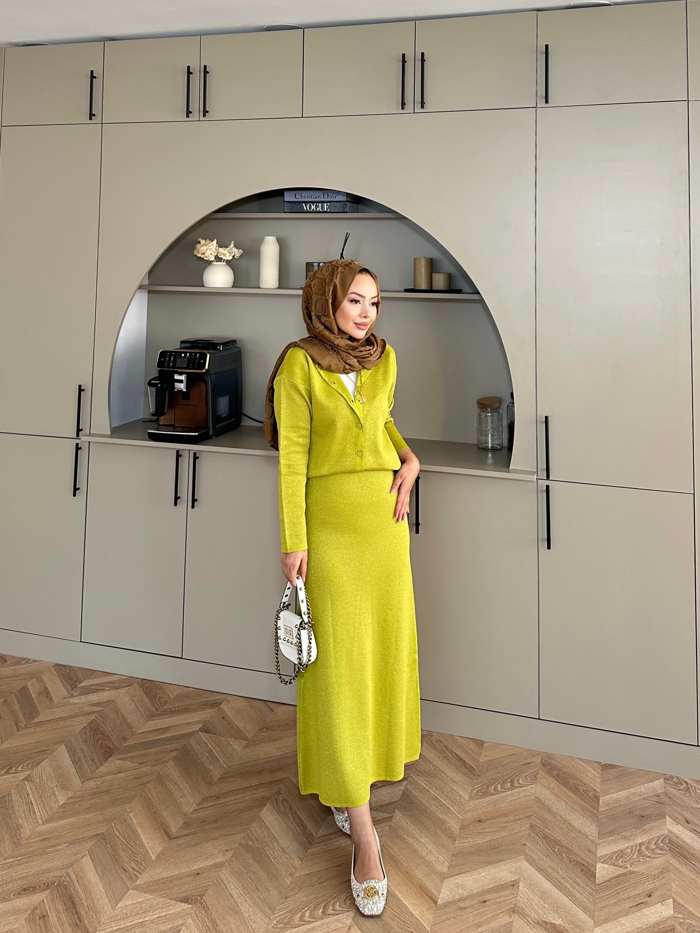 Riva Simli Etekli Takım Yağ Yeşili