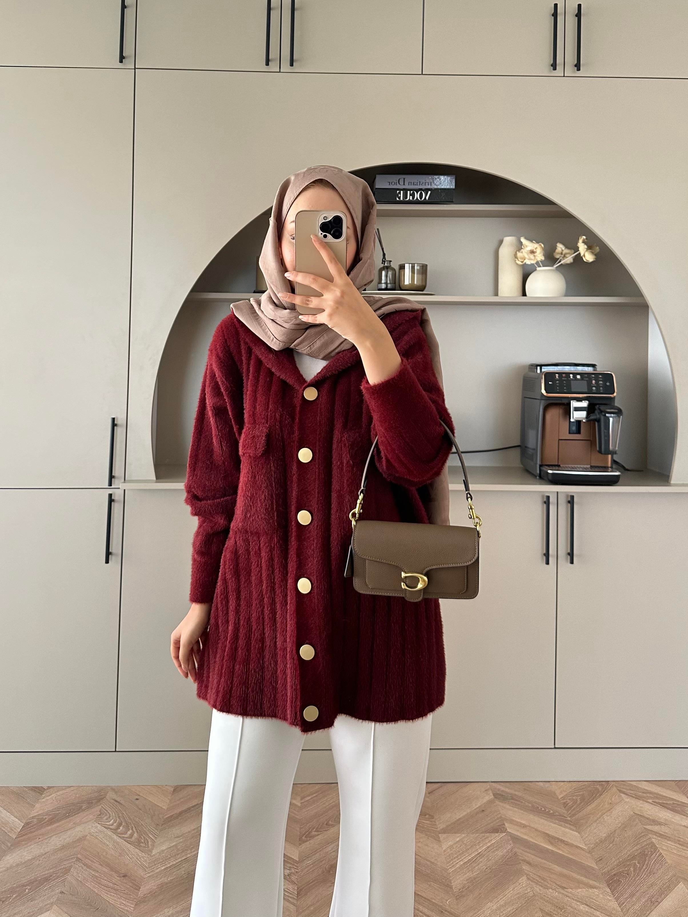 Rove Angora Hırka Bordo