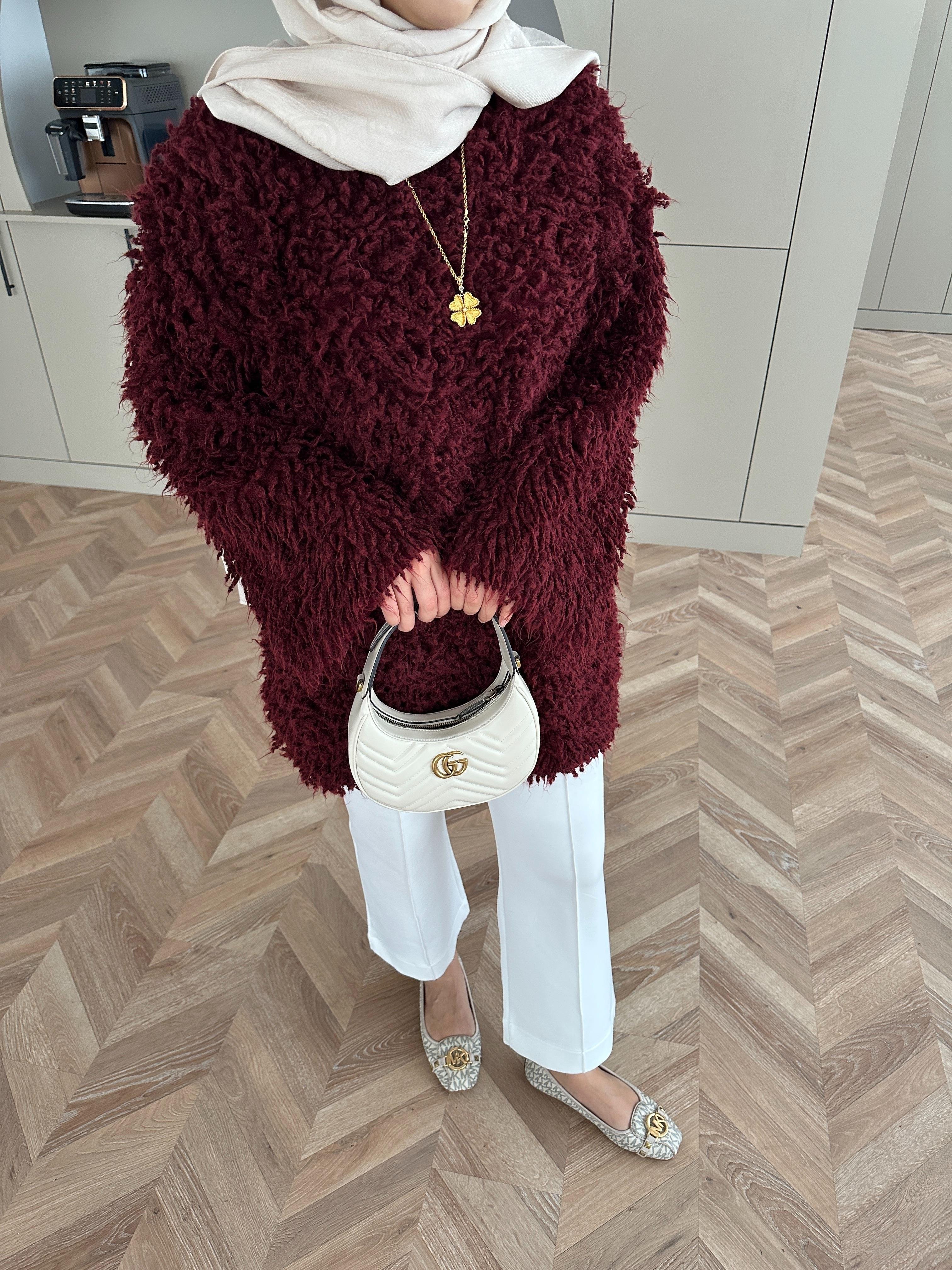 Saçaklı Kazak Bordo