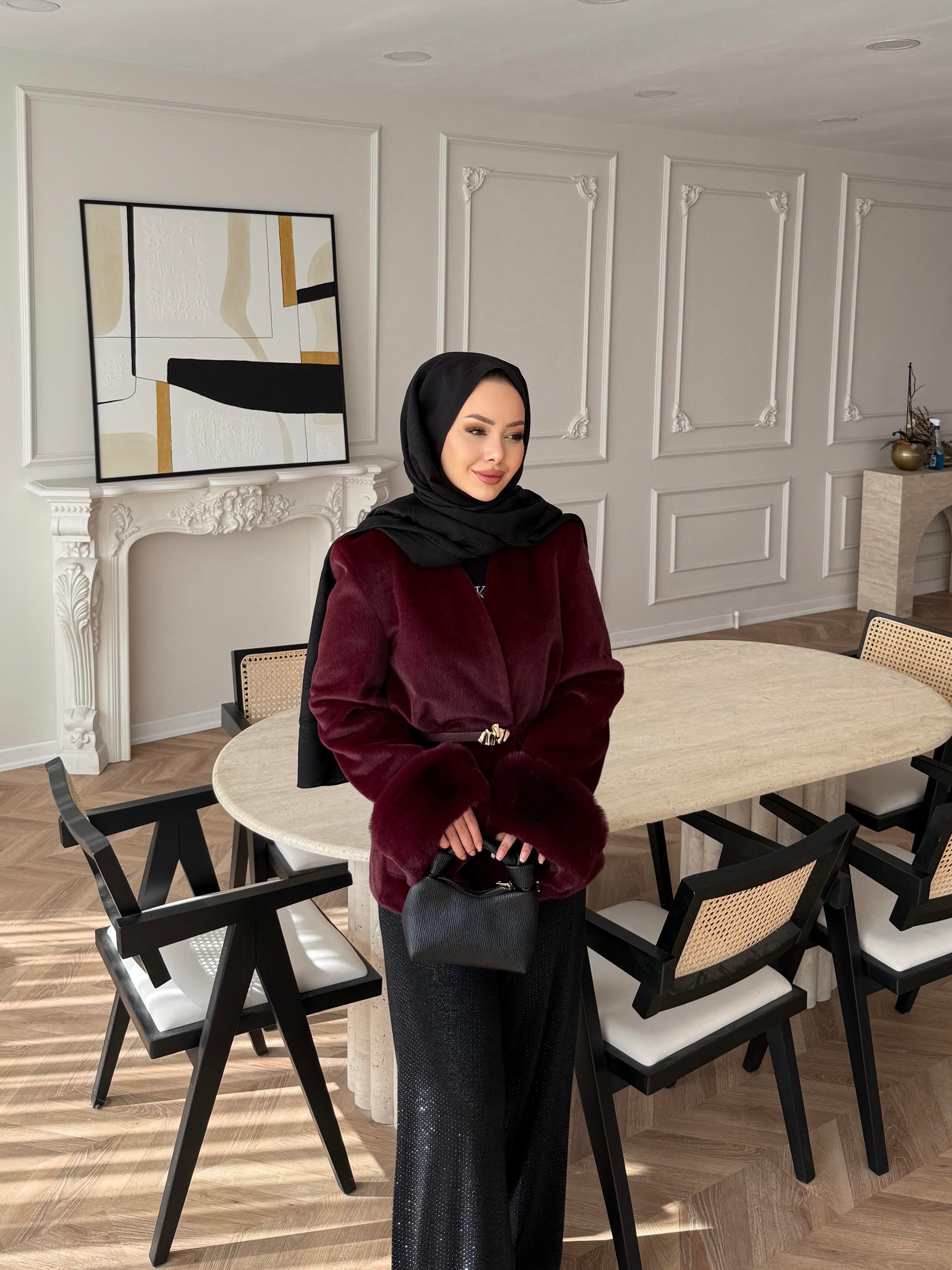 Charm Kürk Detaylı Ceket Bordo