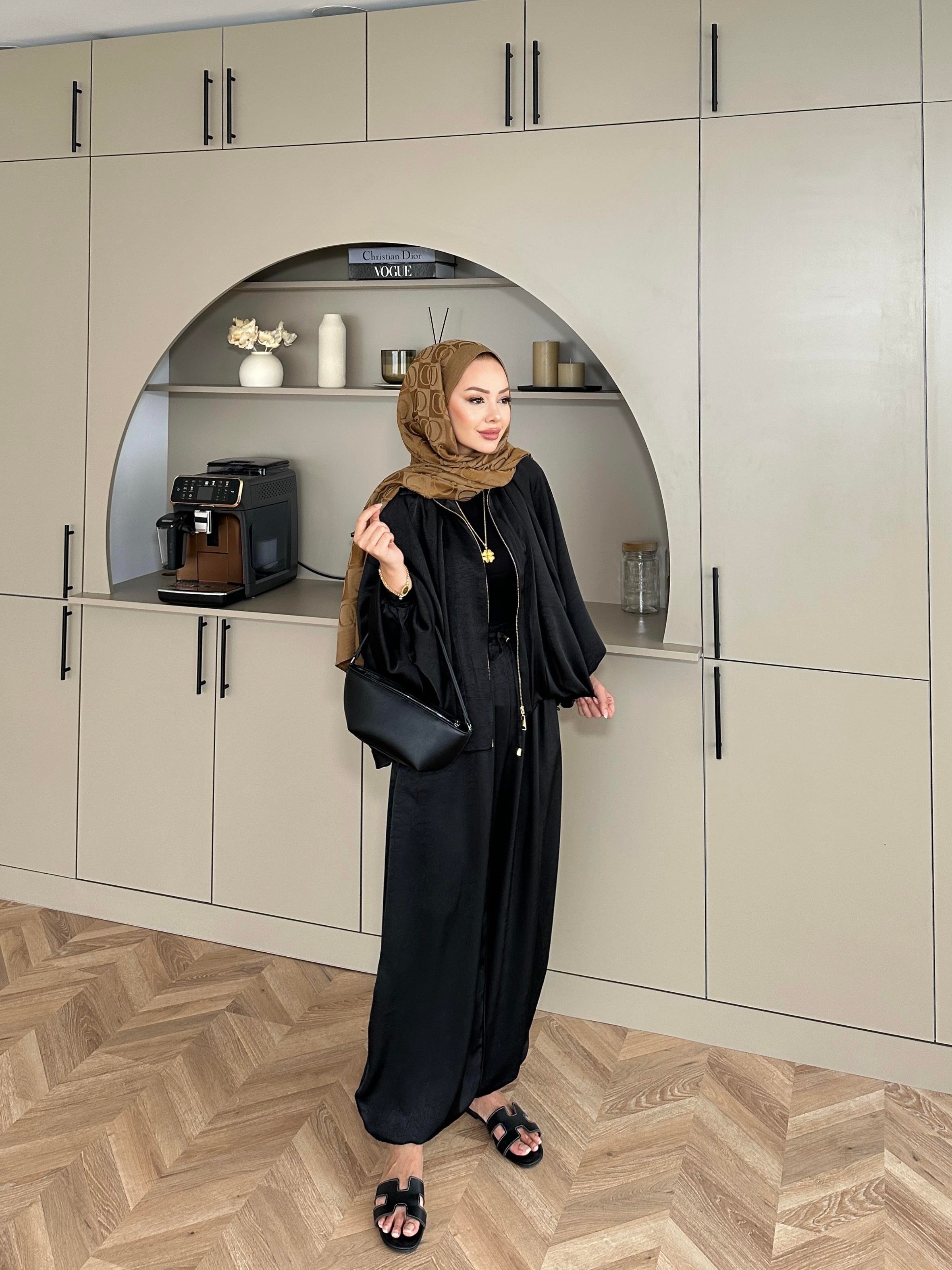 Saten Bomber Ceket Takım Siyah