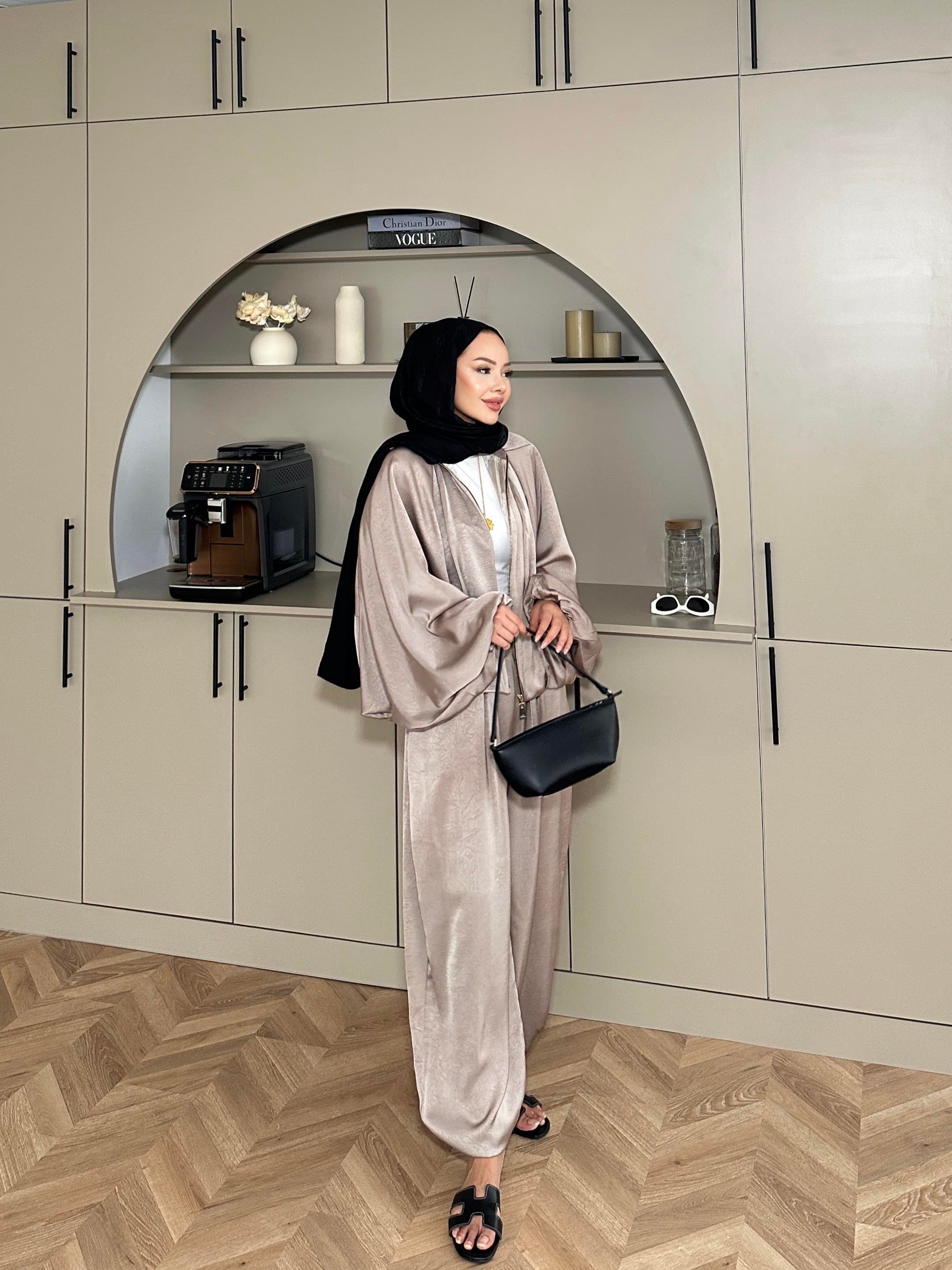 Saten Bomber Ceket Takım Vizon