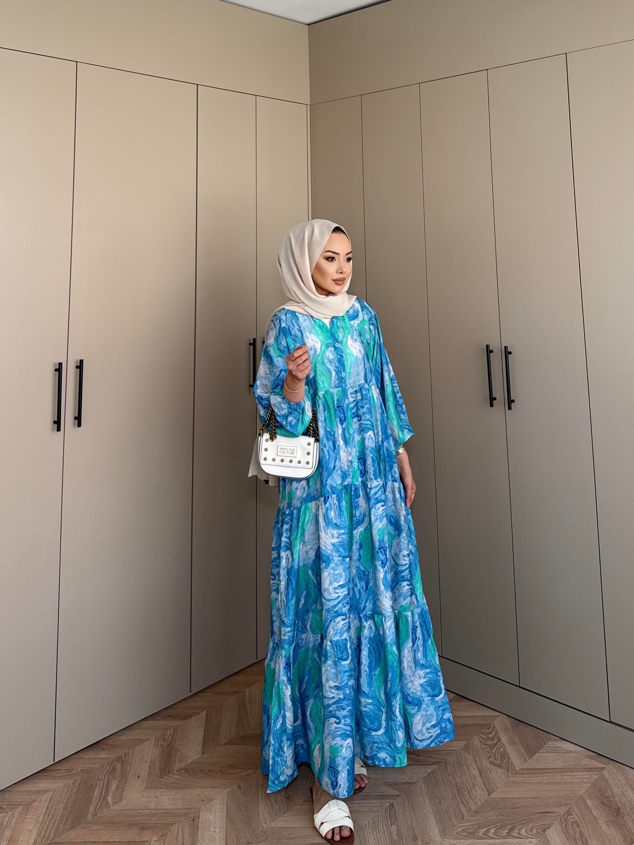 Seher Pamuk Vual Elbise Mavi