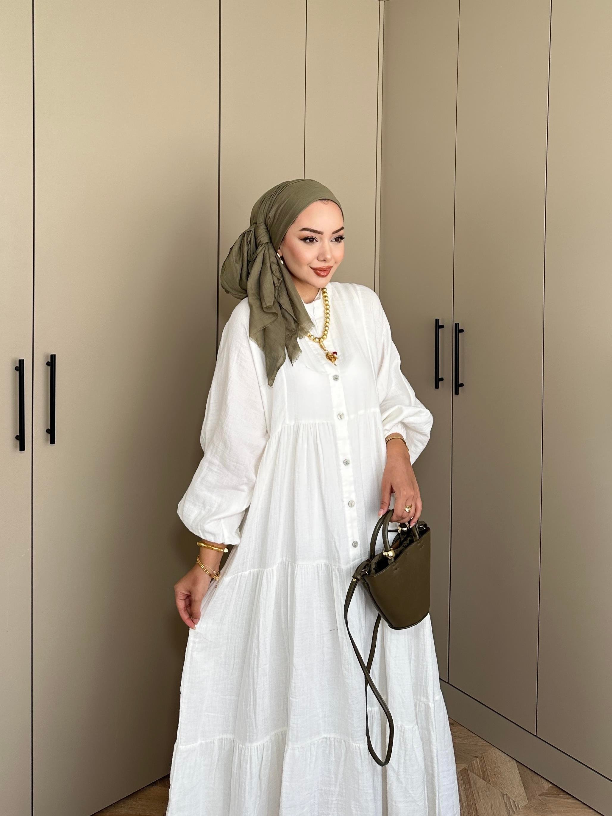 Selay Müslin Elbise Beyaz