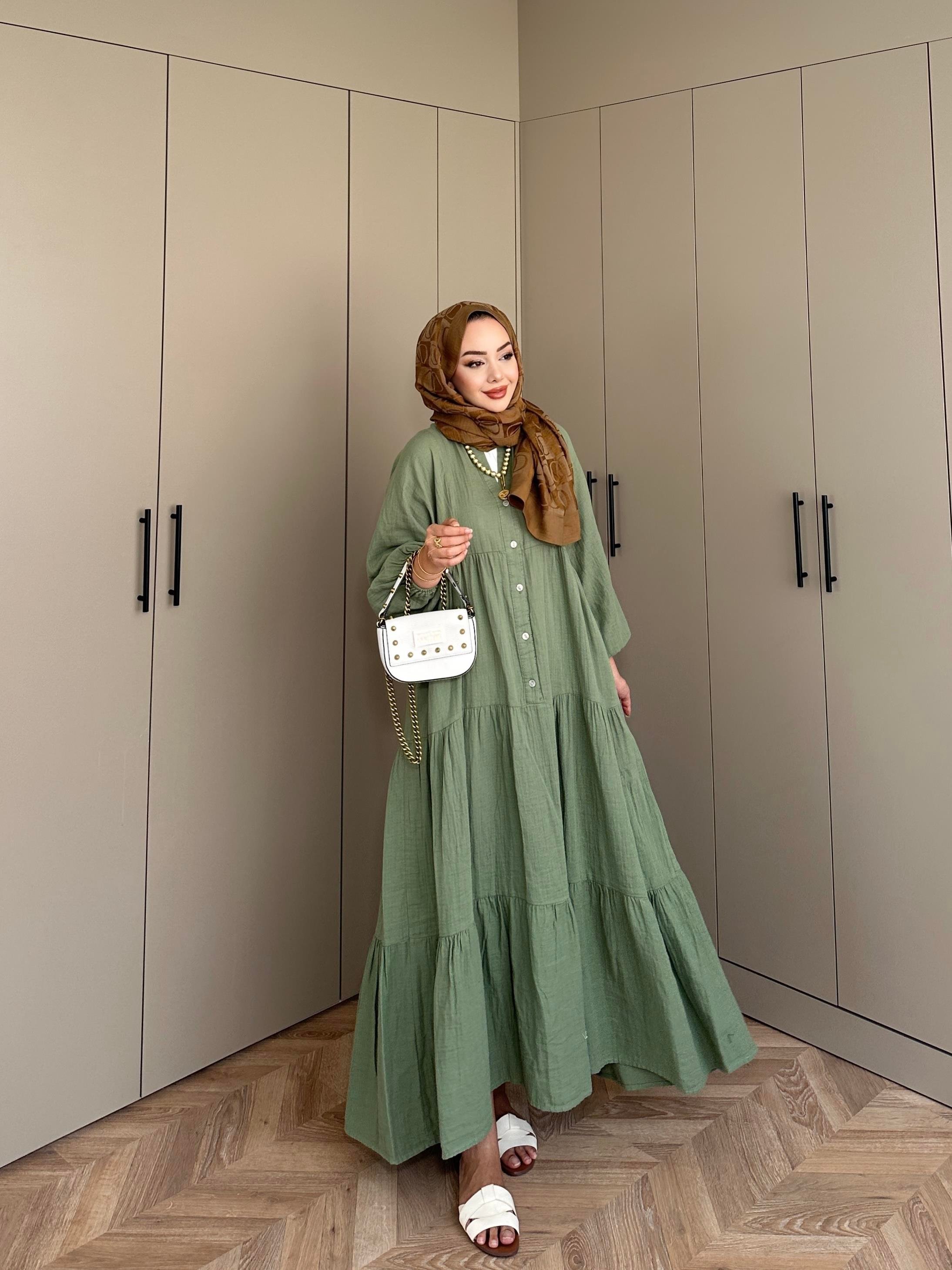 Selay Müslin Elbise Haki