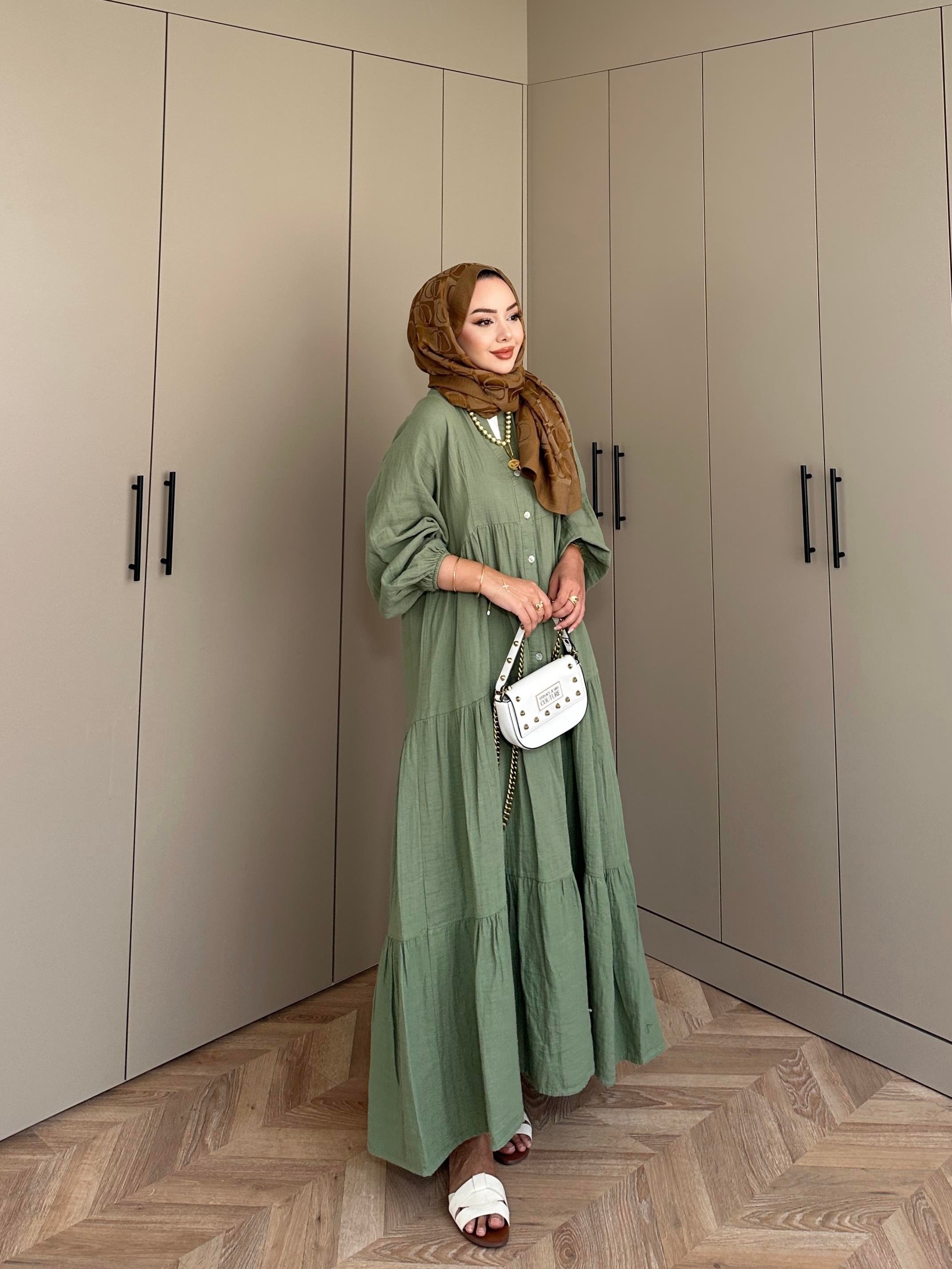 Selay Müslin Elbise Haki