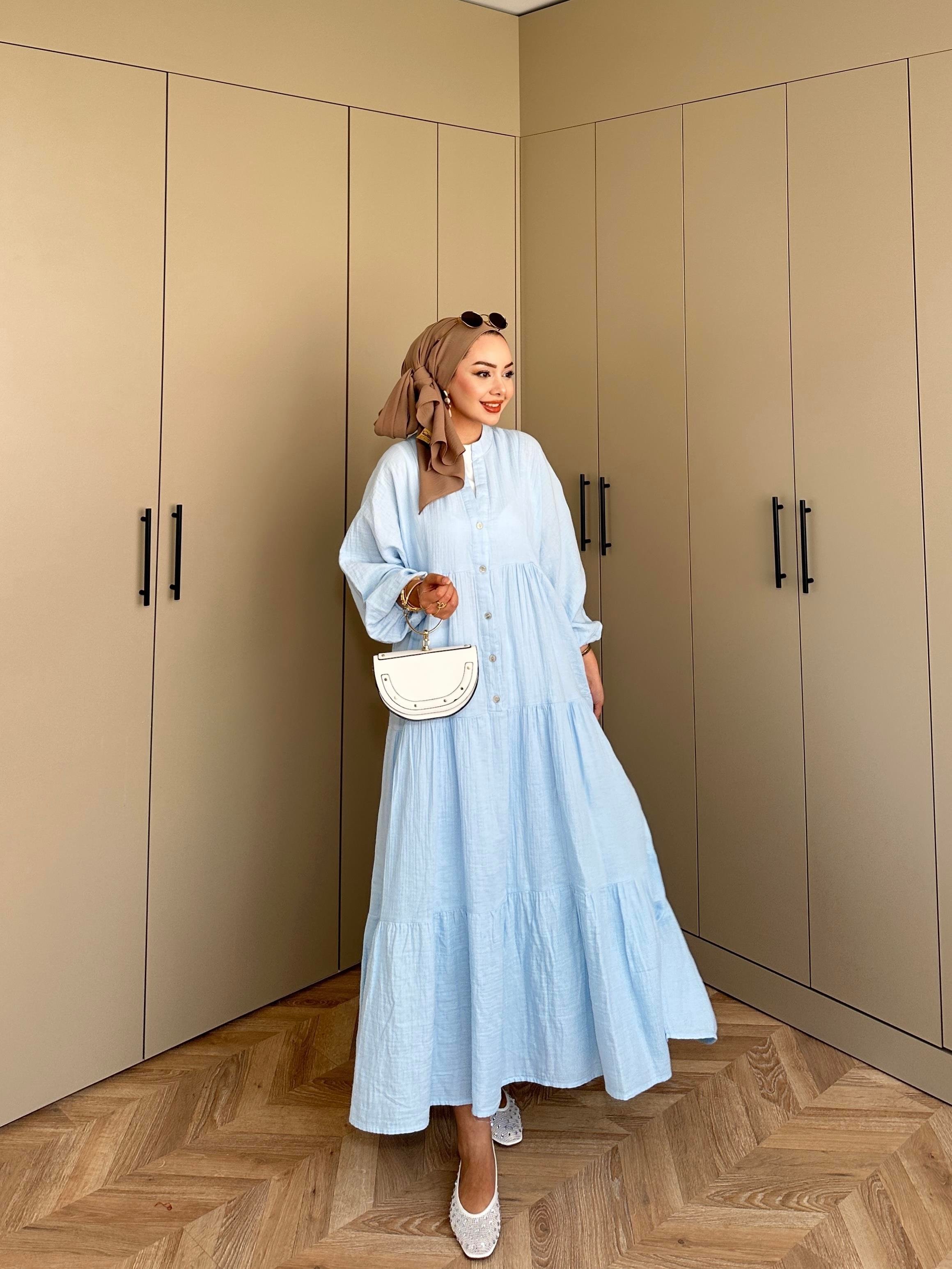 Selay Müslin Elbise Mavi