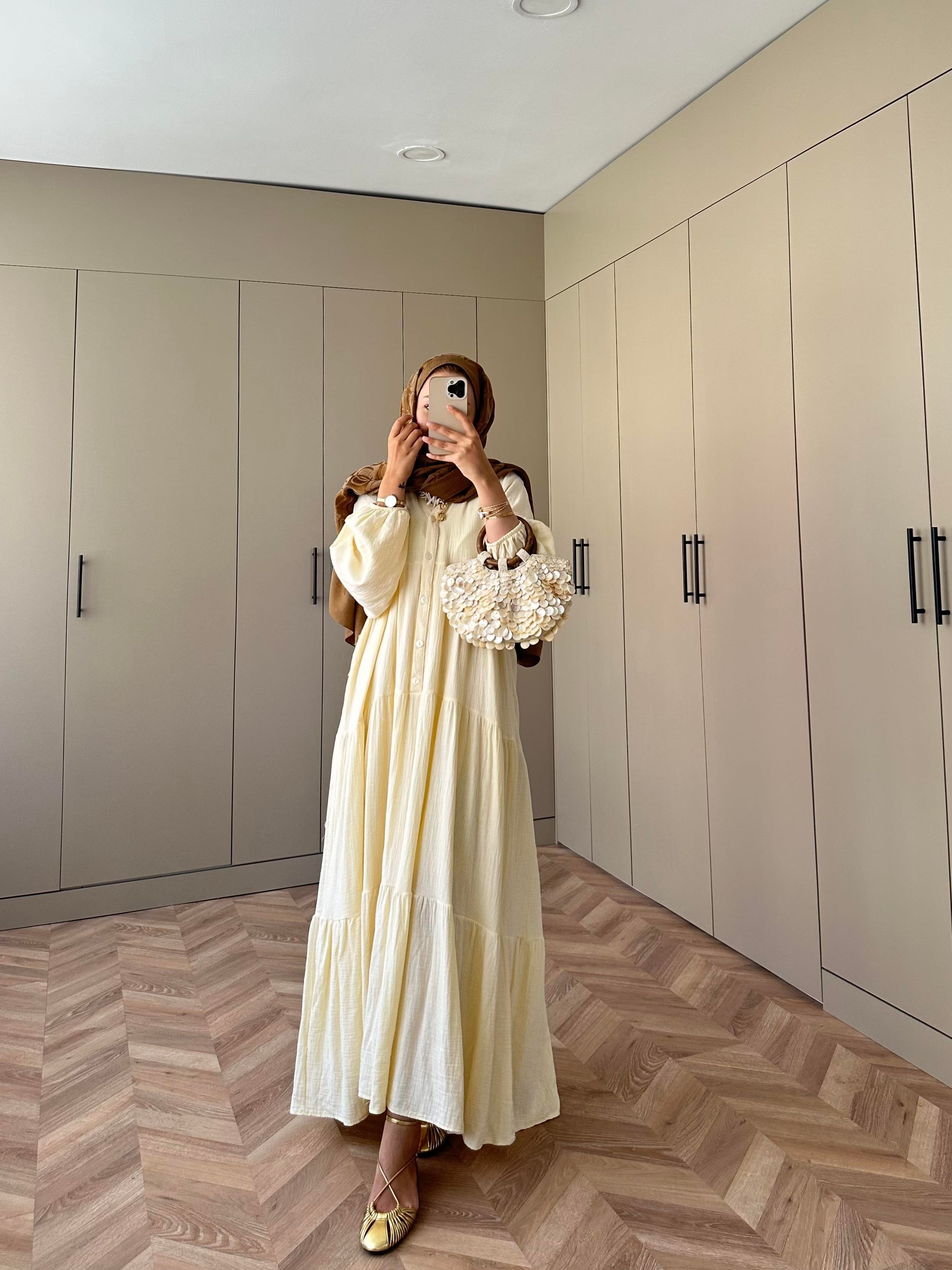 Selay Müslin Elbise Sarı