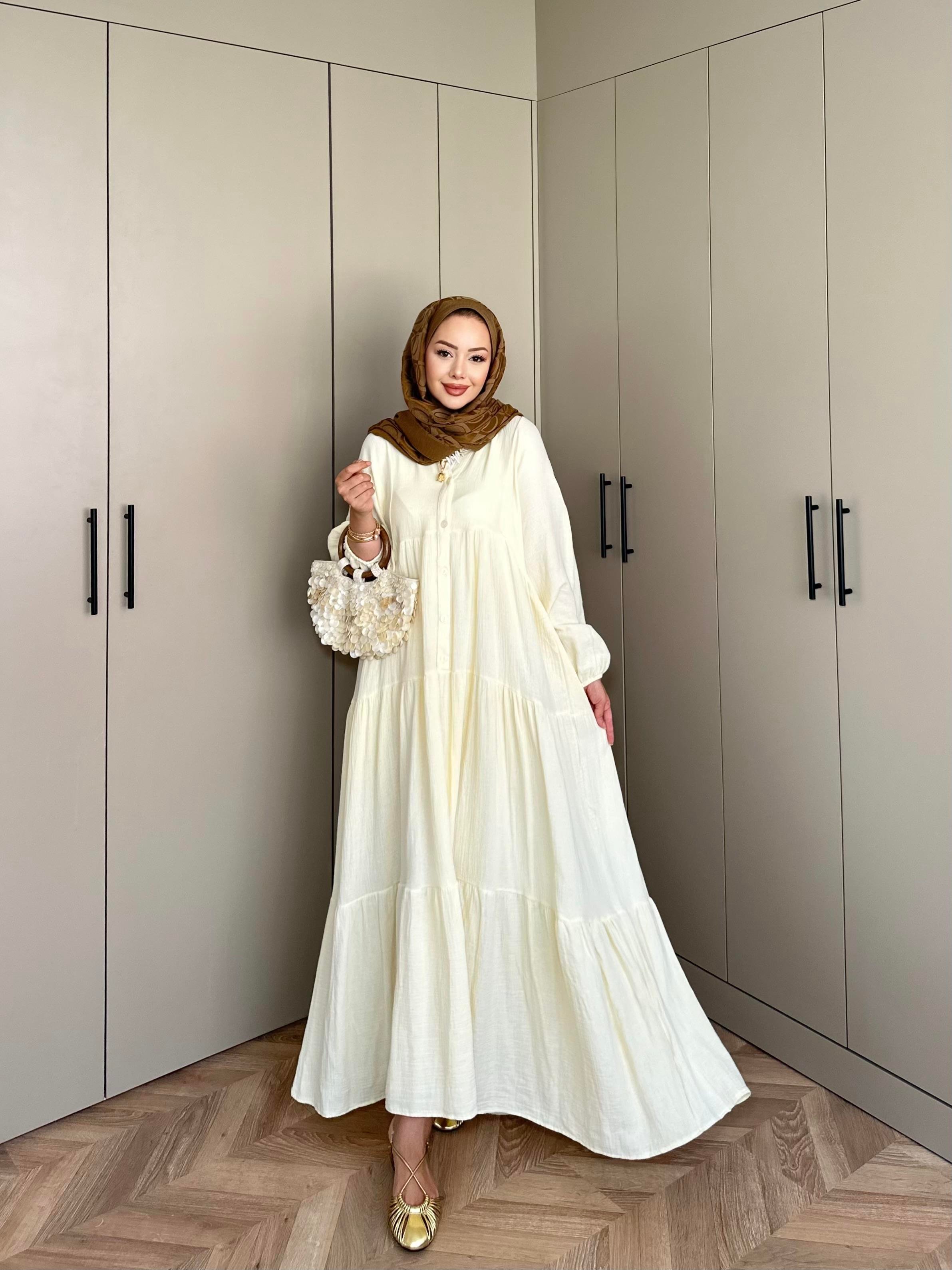 Selay Müslin Elbise Sarı