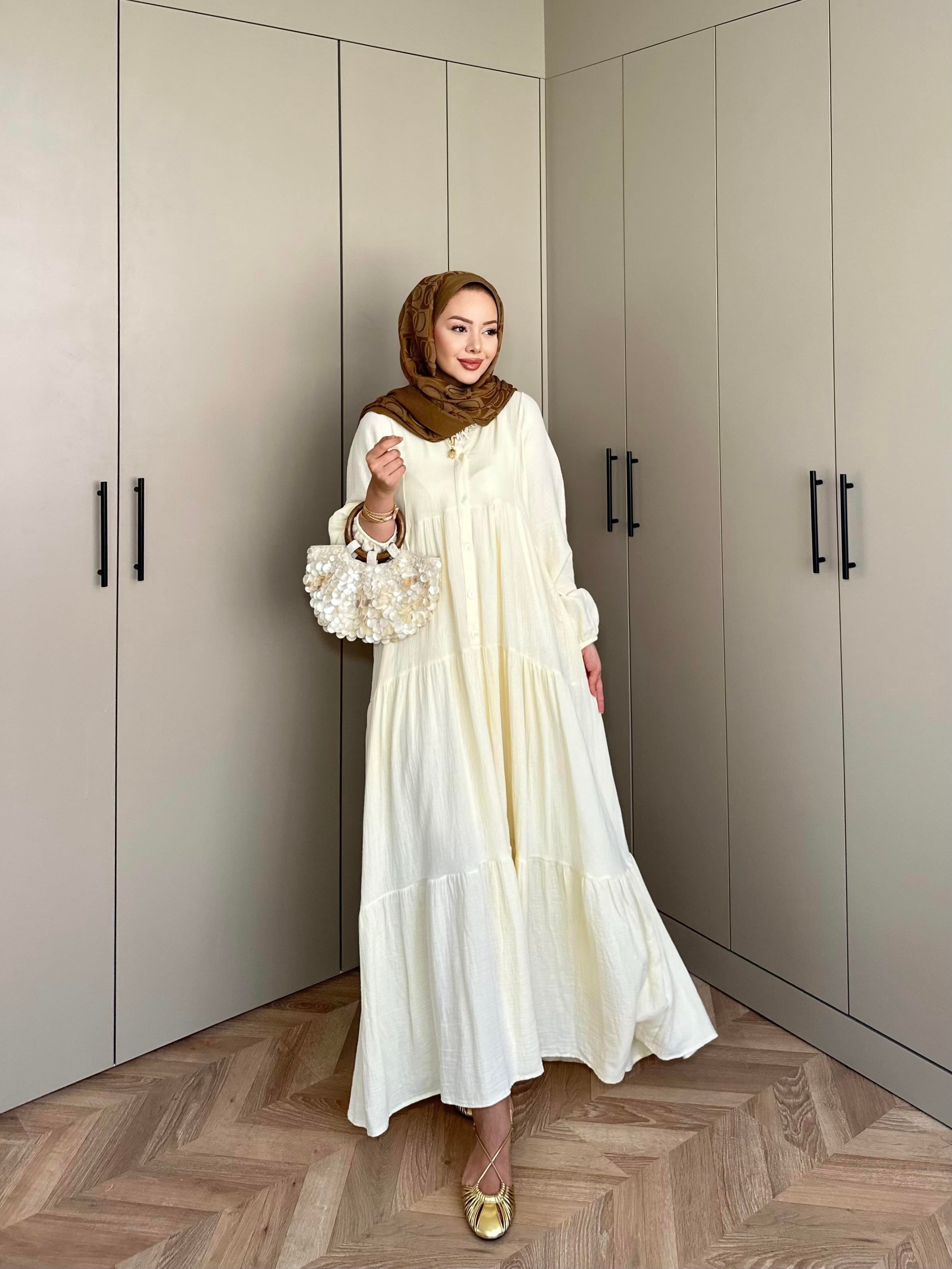 Selay Müslin Elbise Sarı