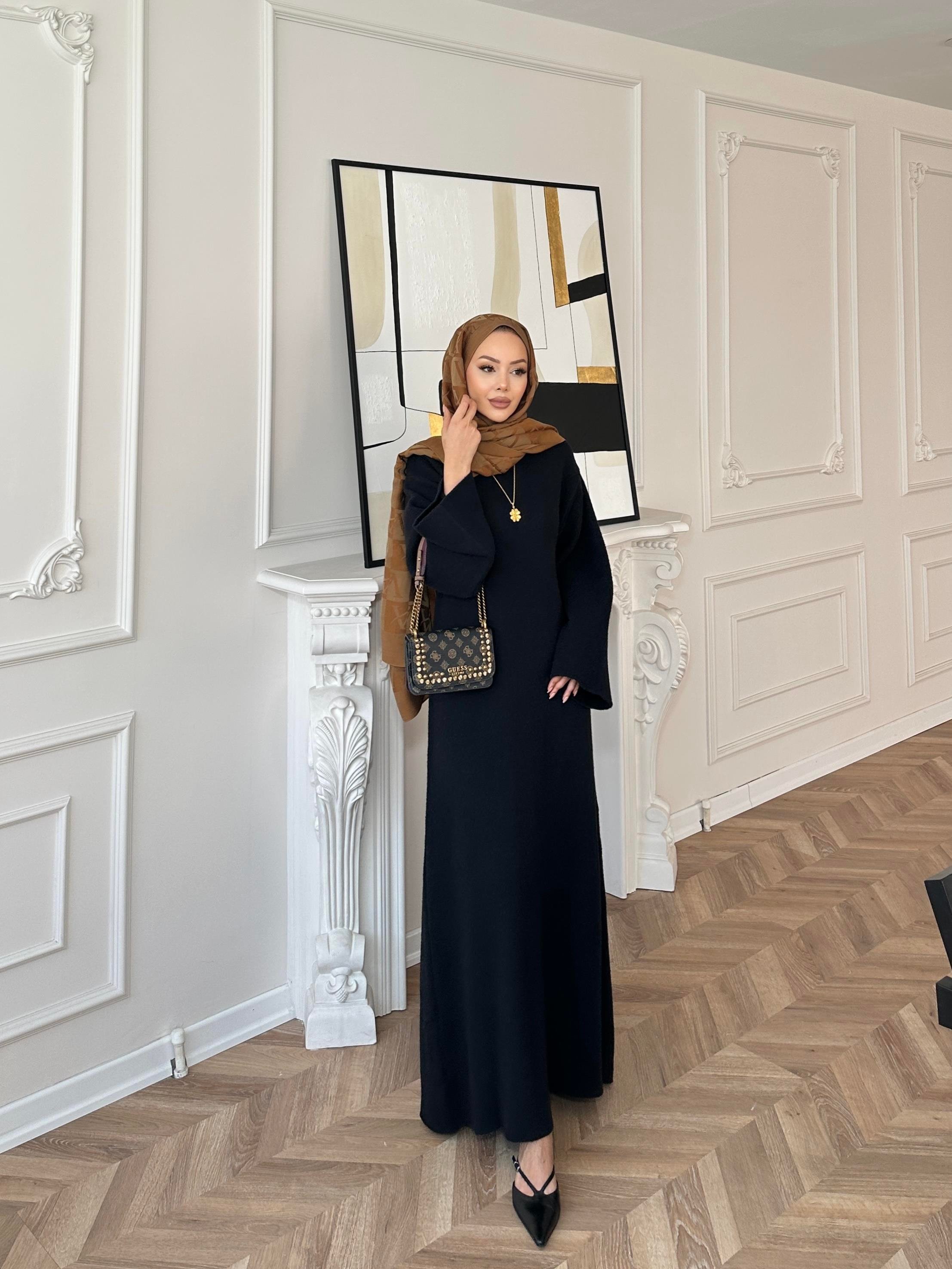 Siera Angora Elbise Siyah