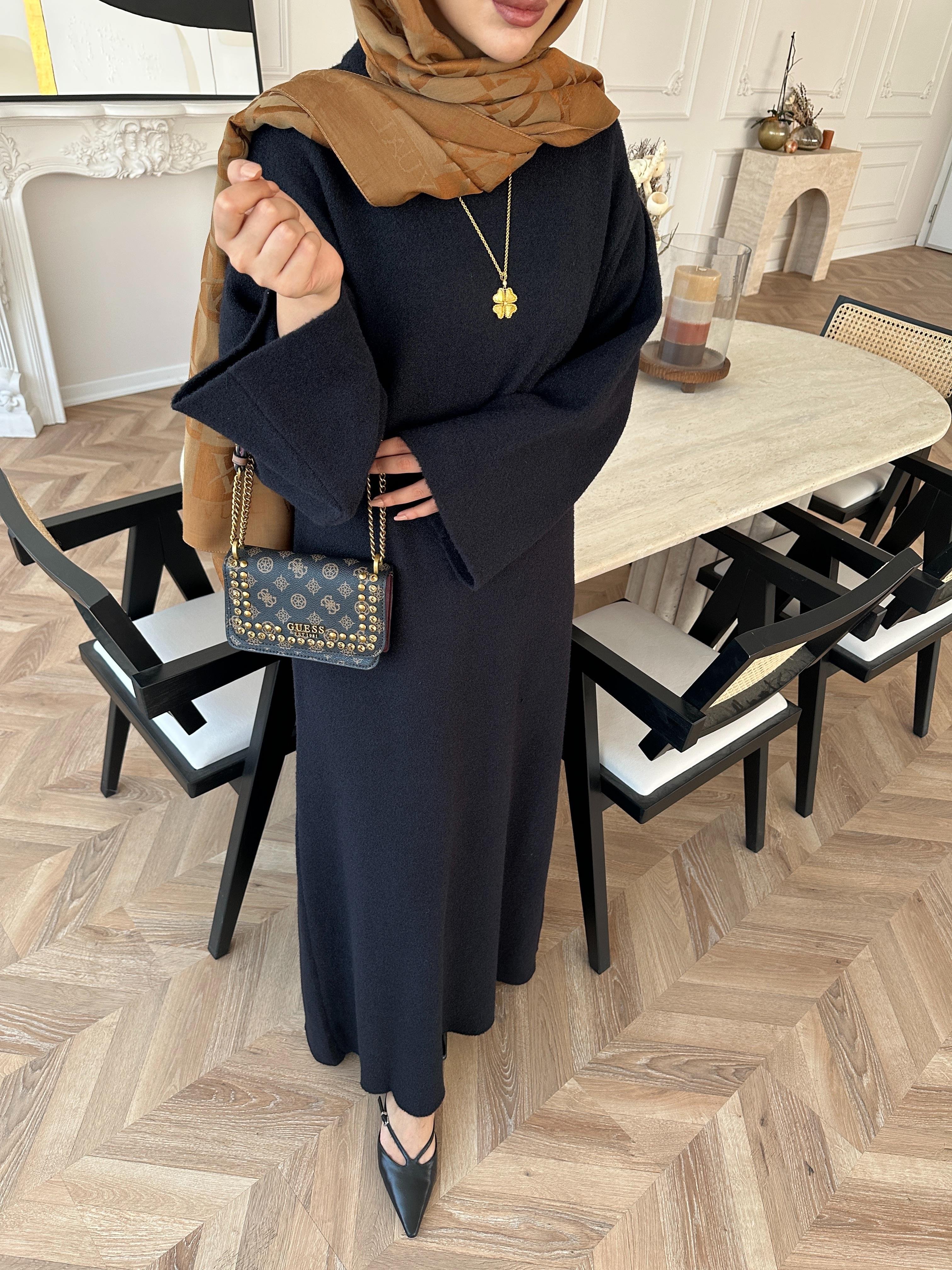 Siera Angora Elbise Siyah