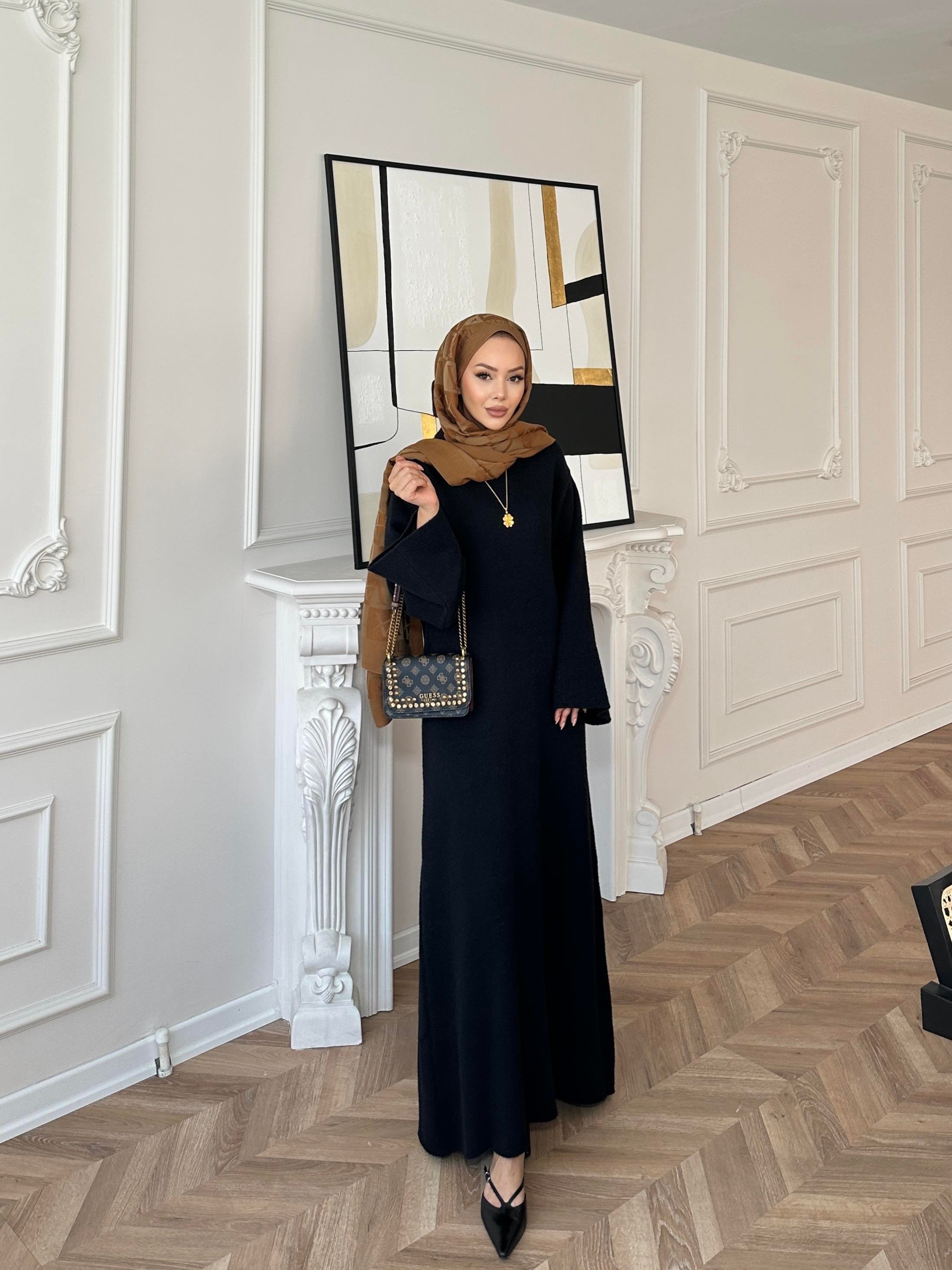 Siera Angora Elbise Siyah