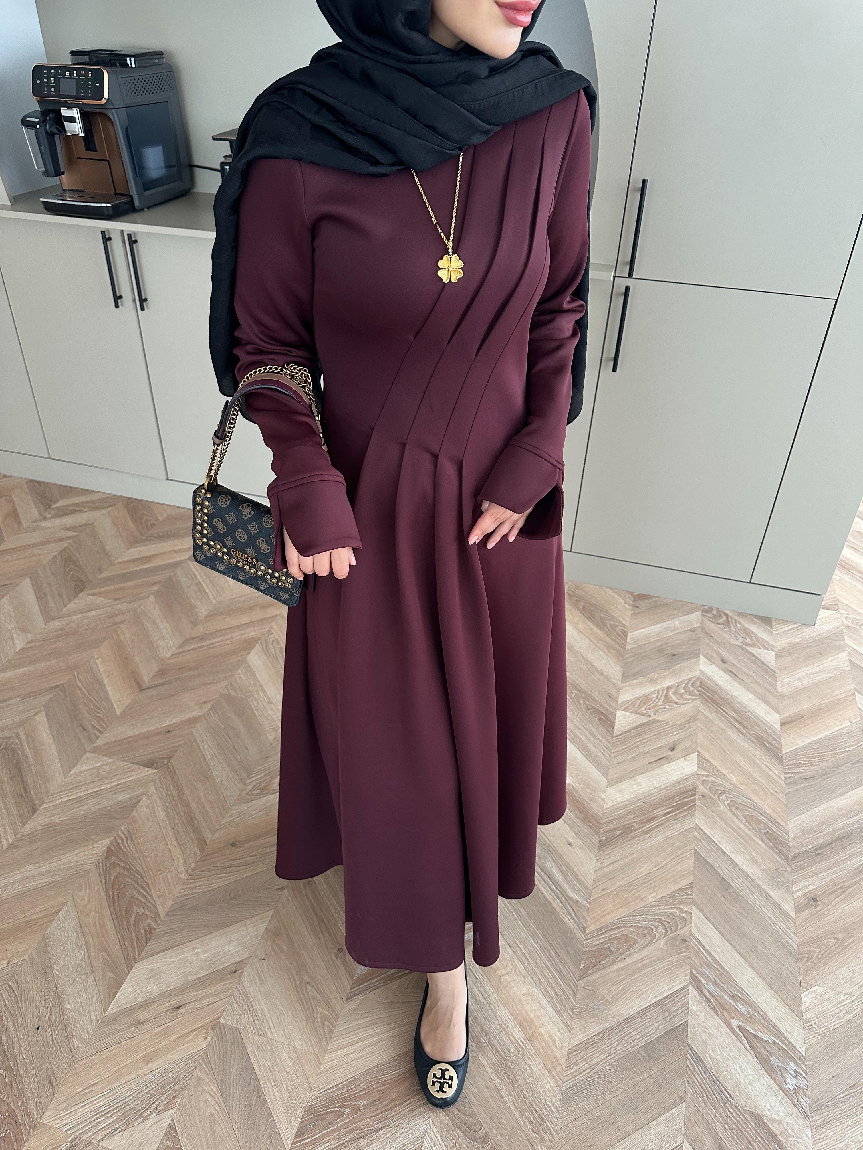 Şila Scuba Elbise Bordo