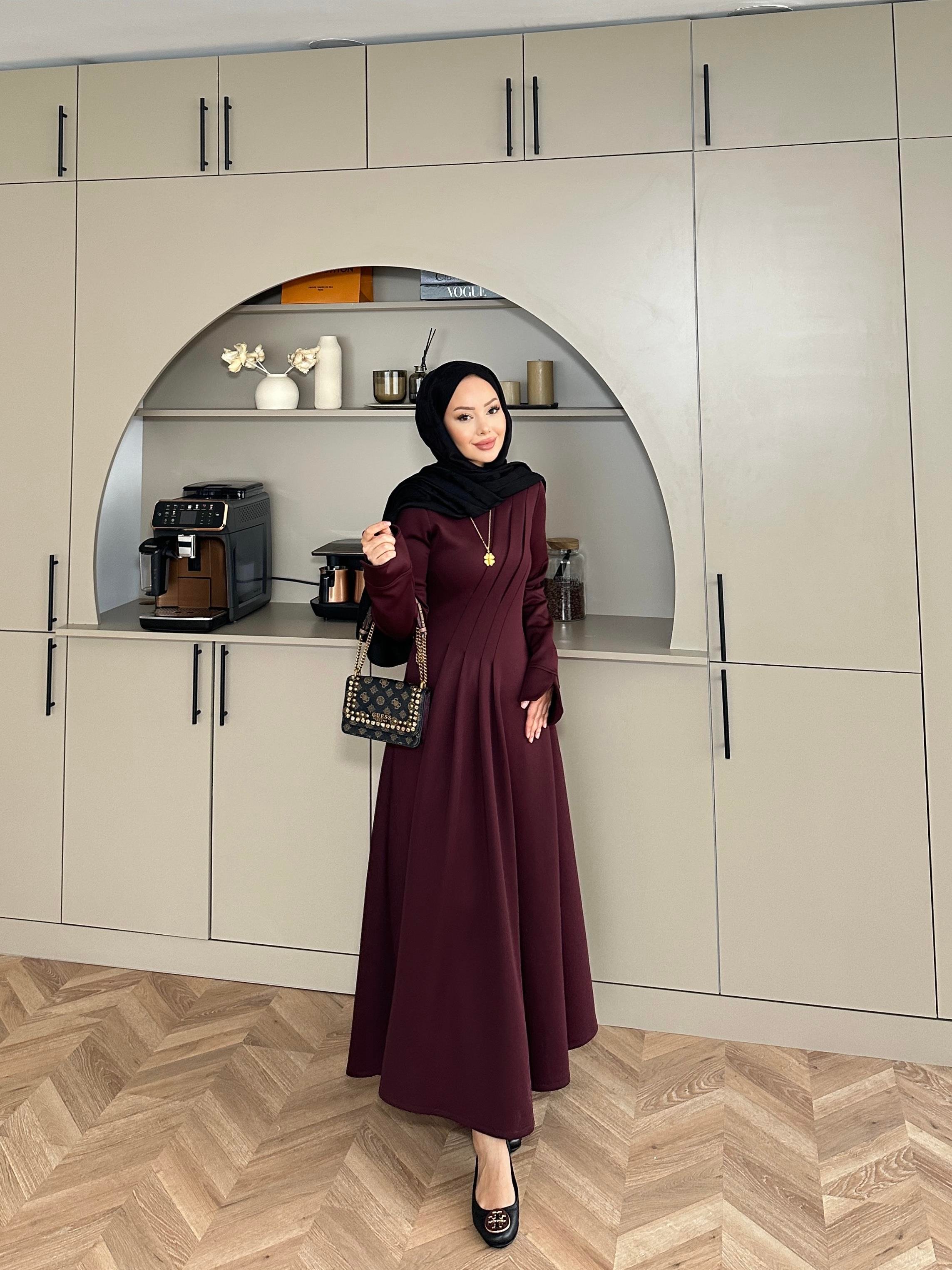 Şila Scuba Elbise Bordo