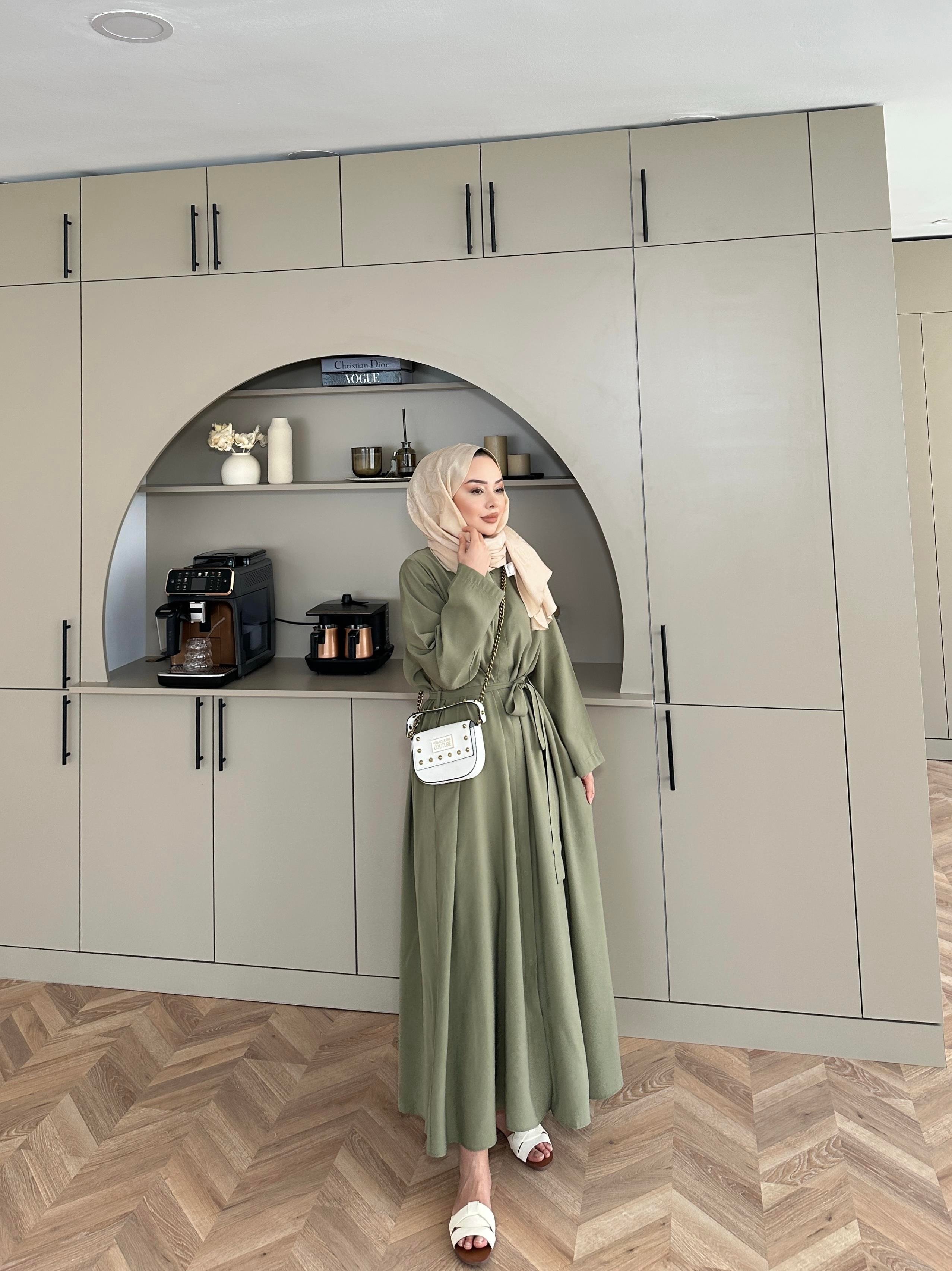 Sima Tensel Gömlek Elbise Haki